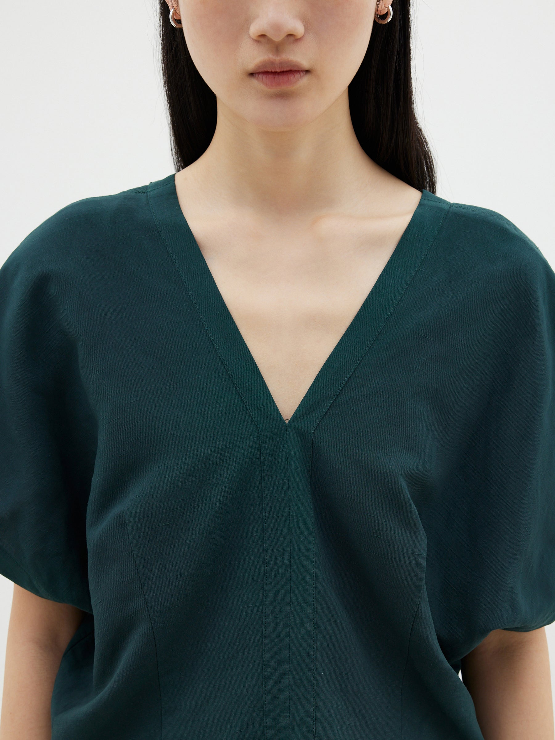 viscose linen v neck top