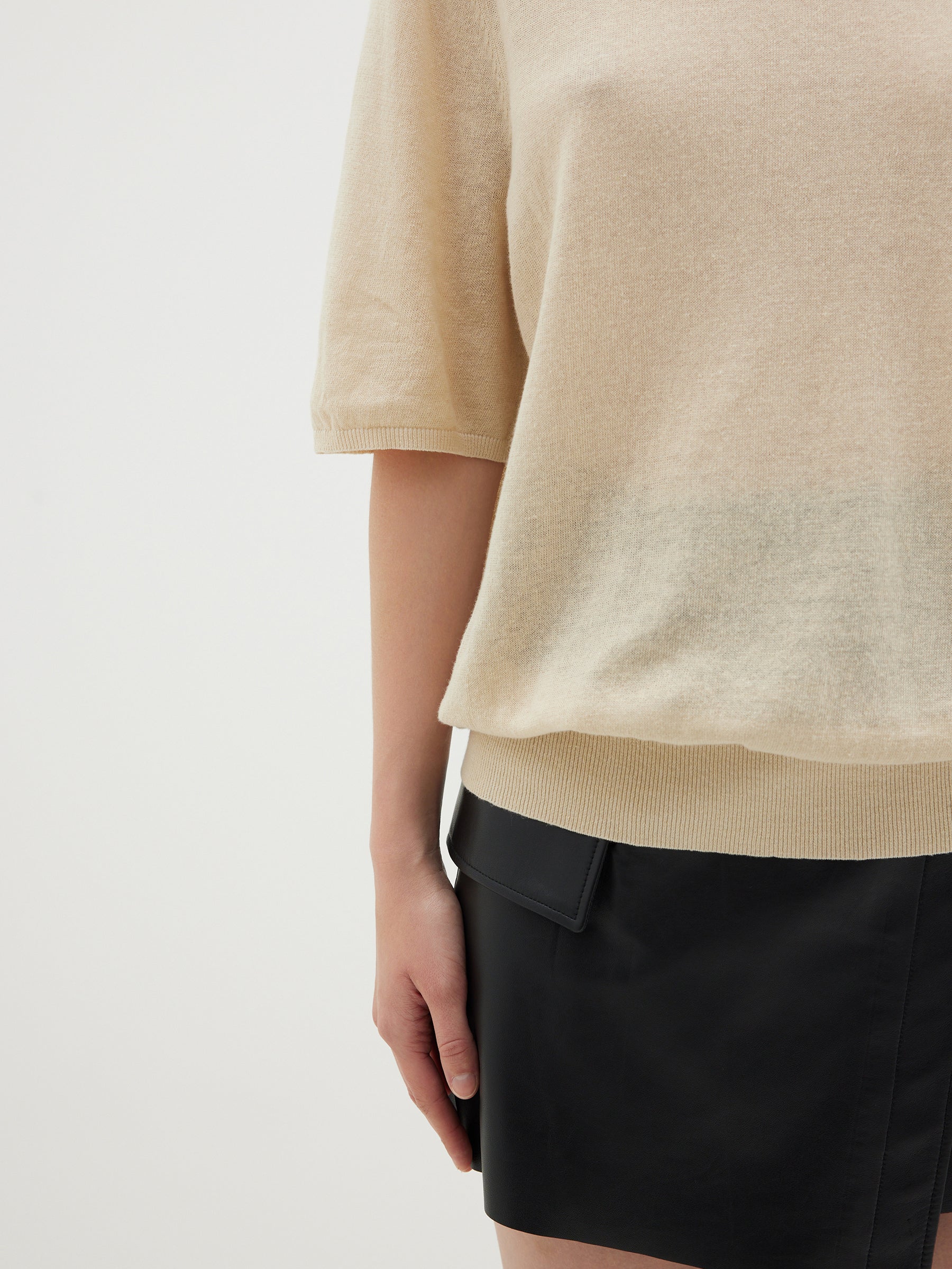 cotton linen fine knit t shirt