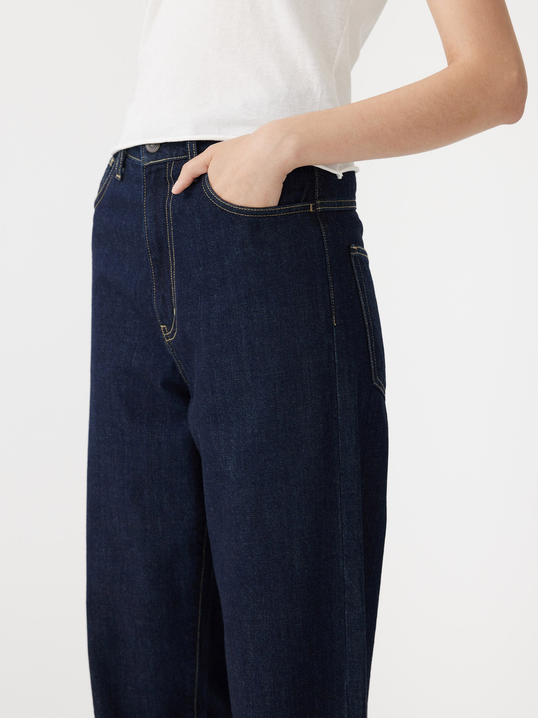 high rise straight leg jean