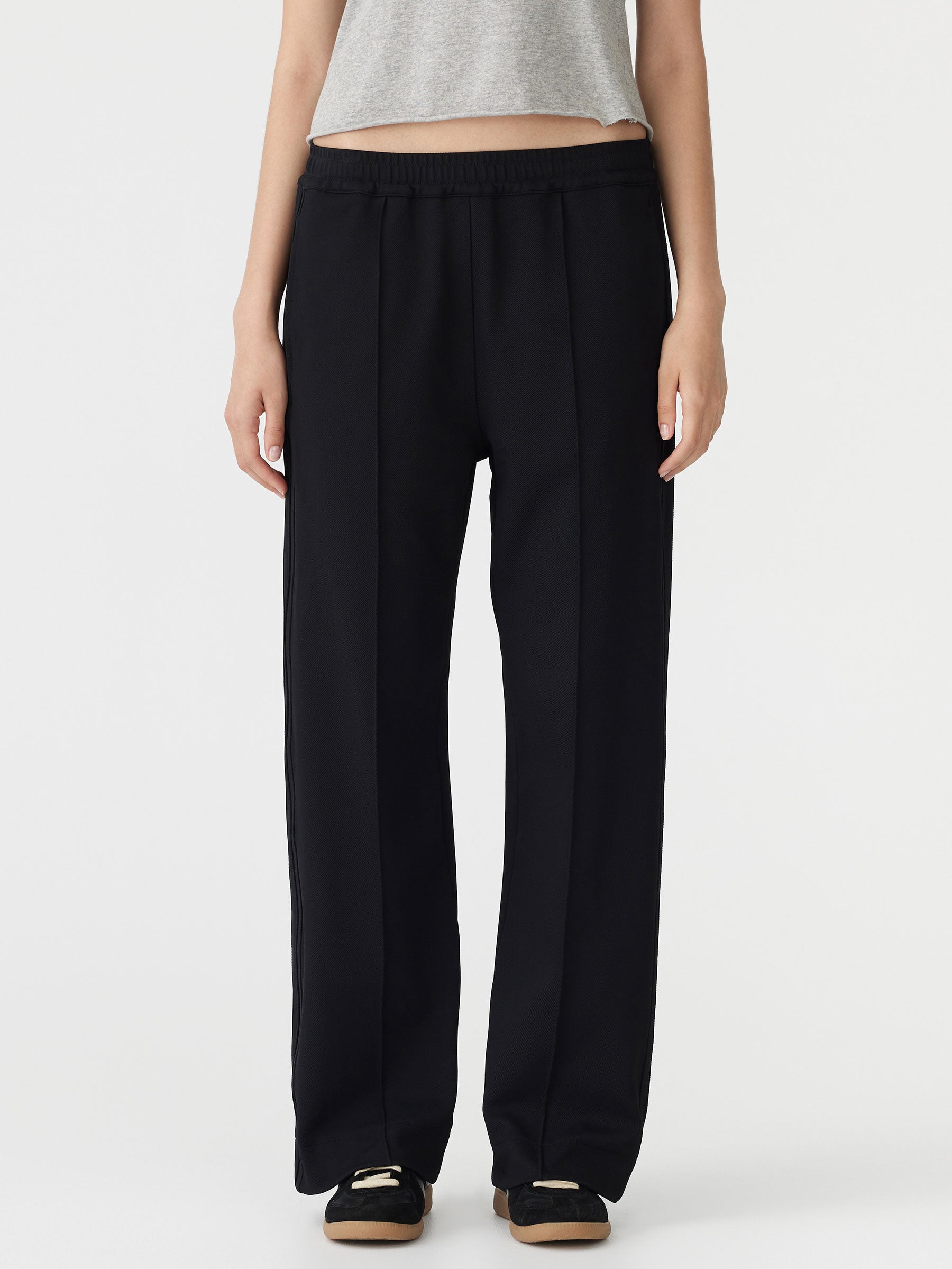 twill pinstitch detail pant