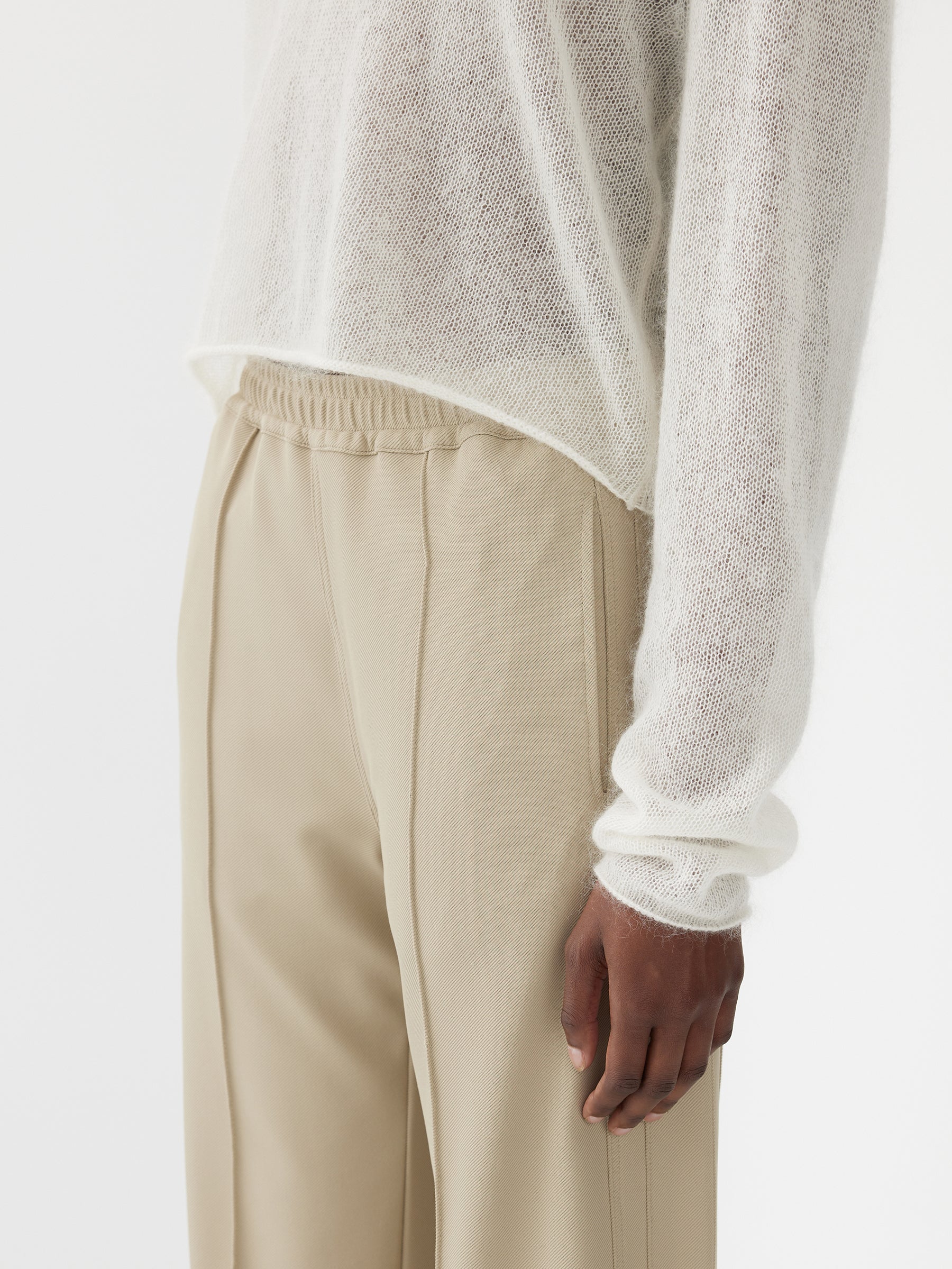 twill pinstitch detail pant