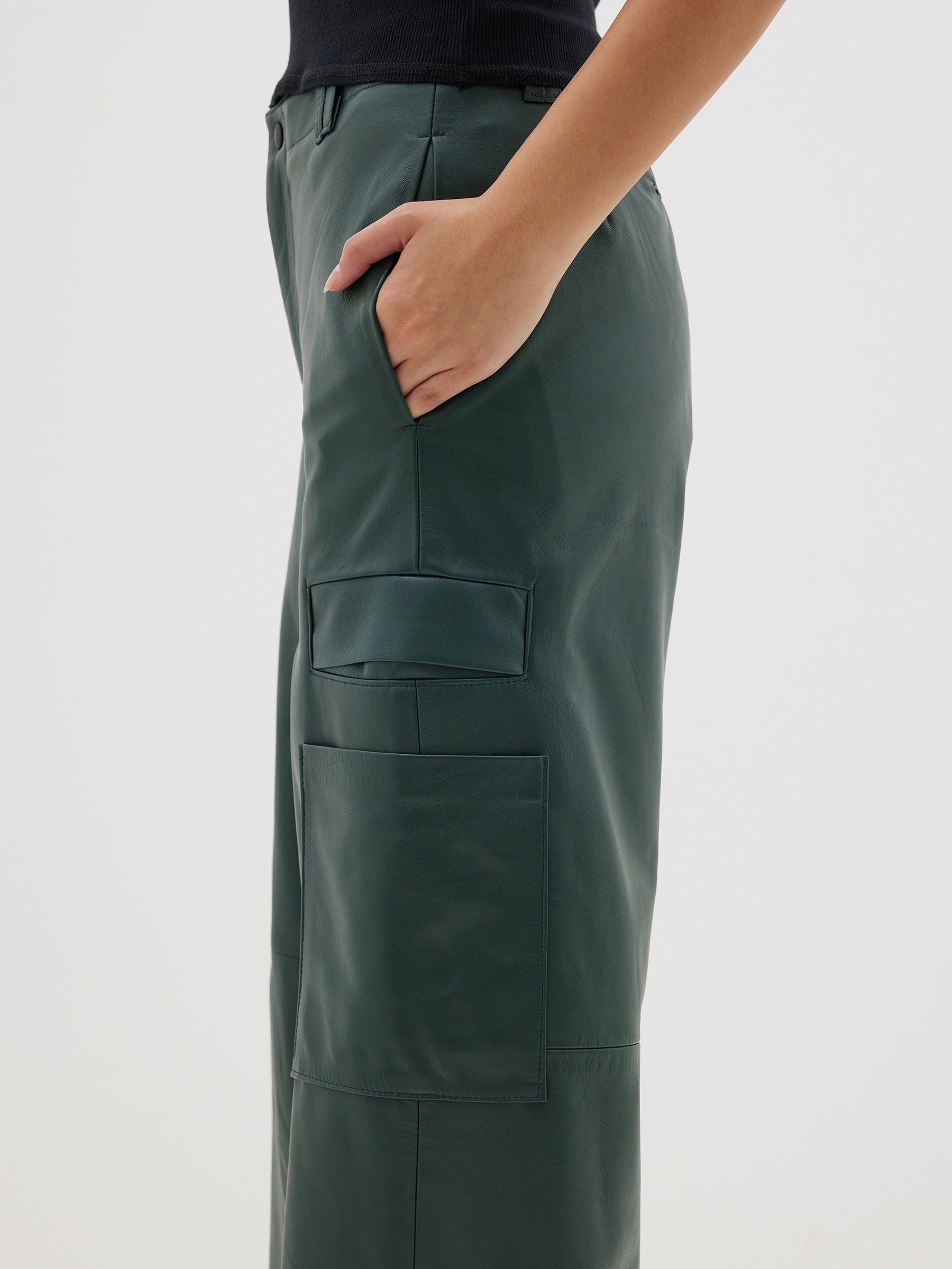 leather wide leg pant