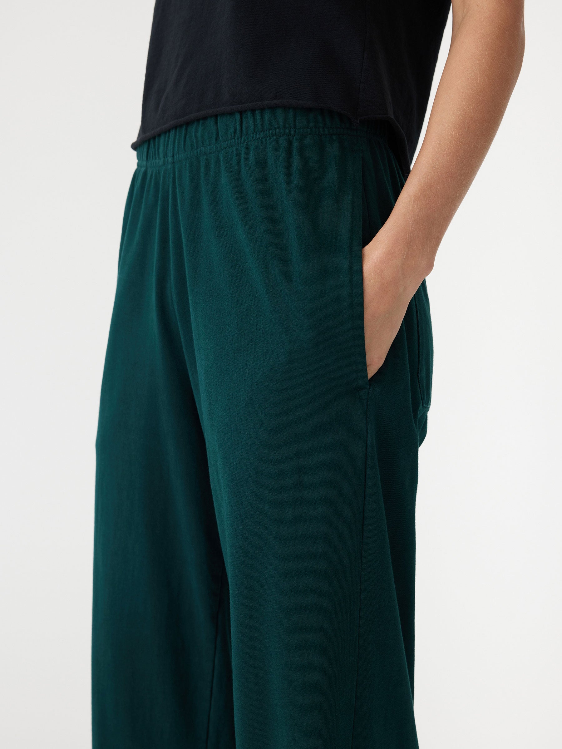 wide leg double jersey pant