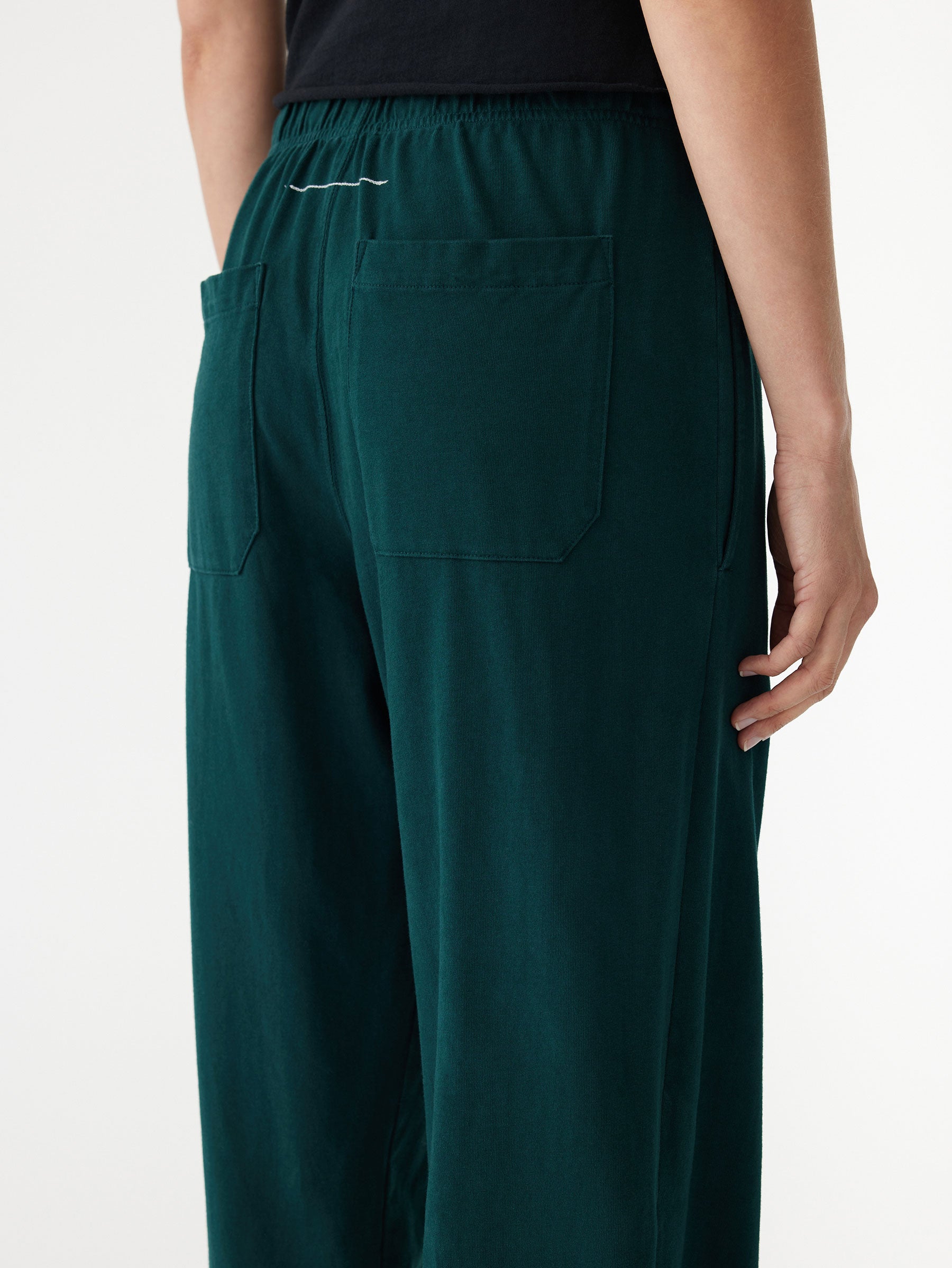 wide leg double jersey pant