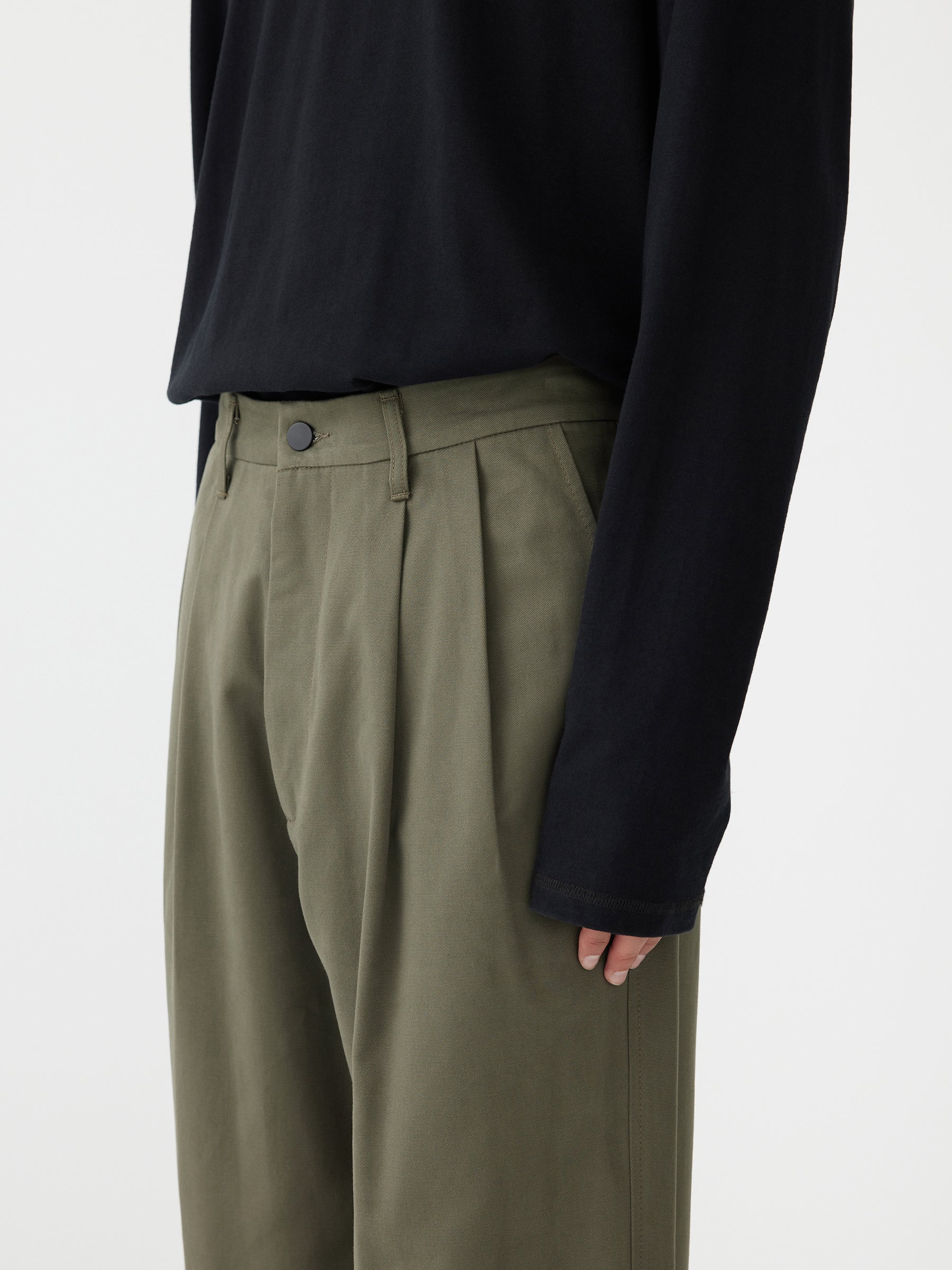 brushed drill pleat pant