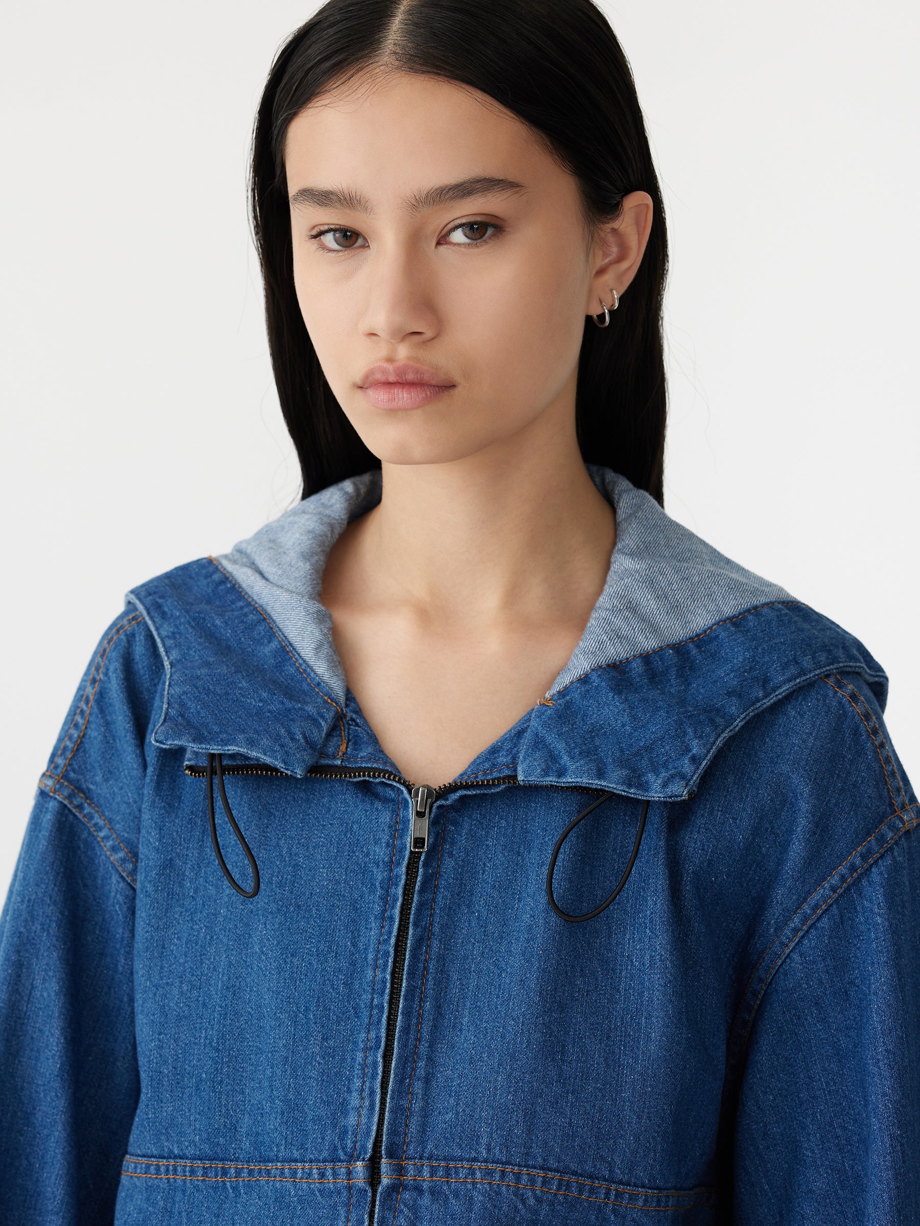 athletic denim anorak