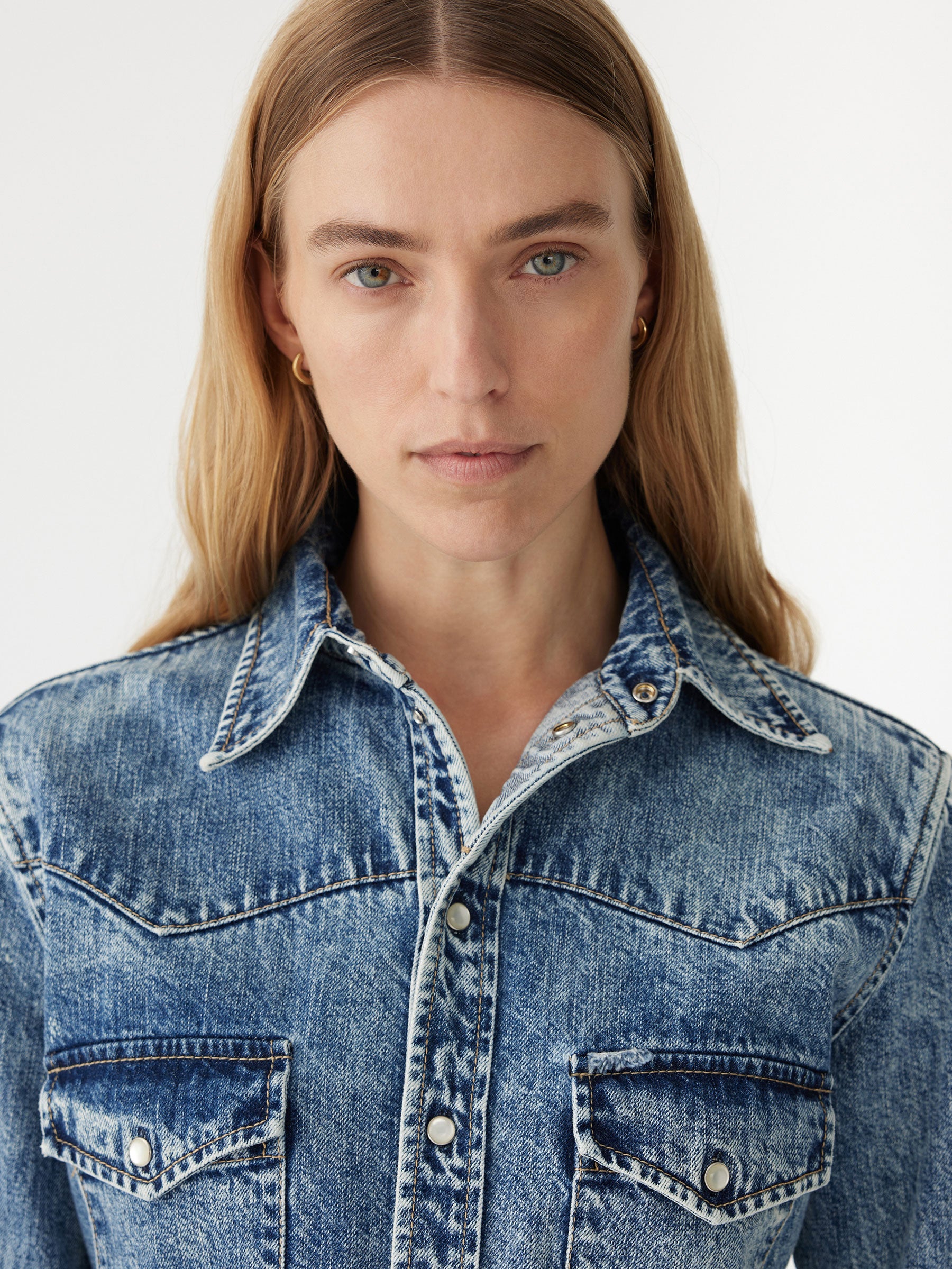 denim darted western shirt