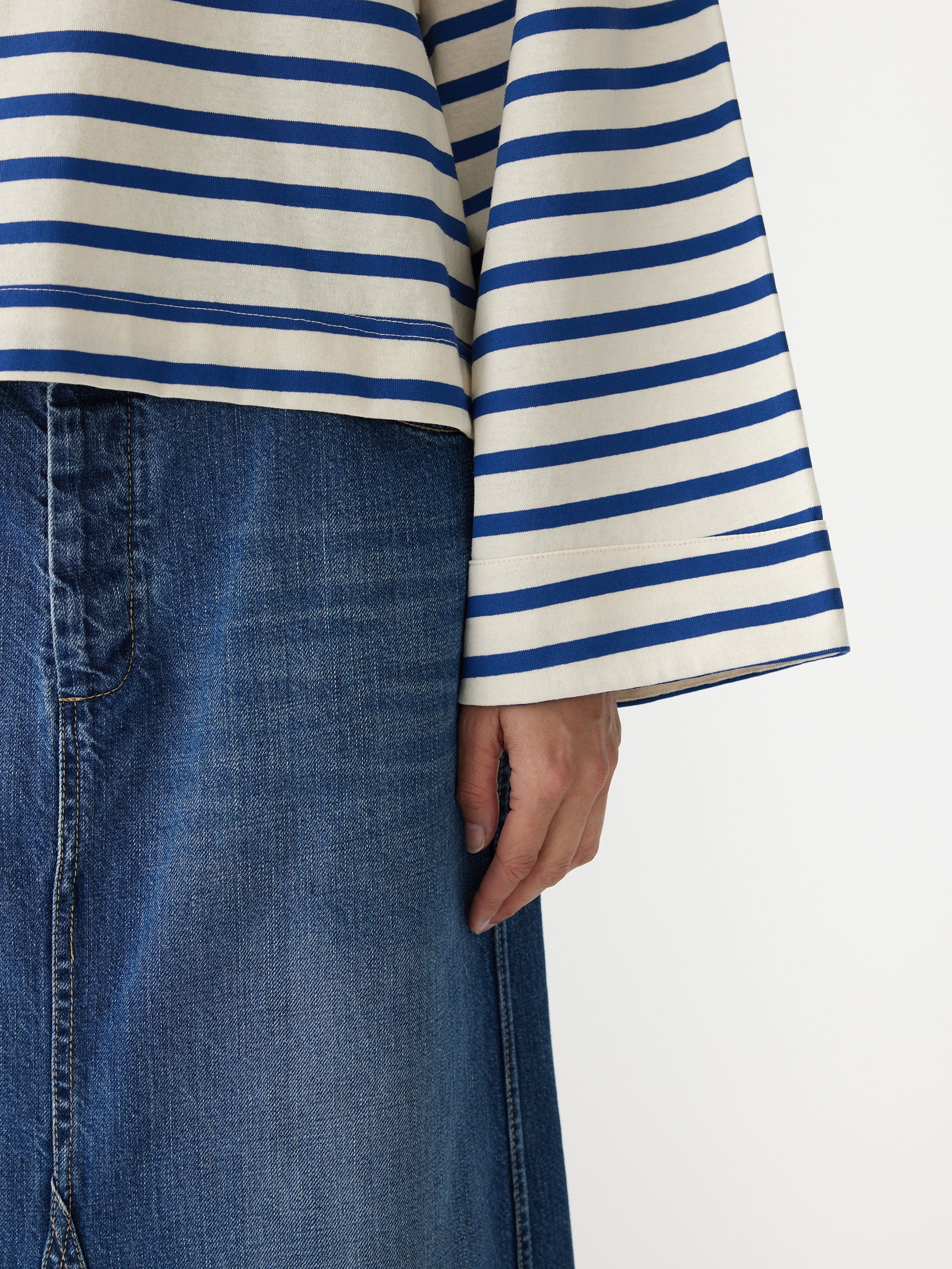 stripe boatneck long sleeve t.shirt