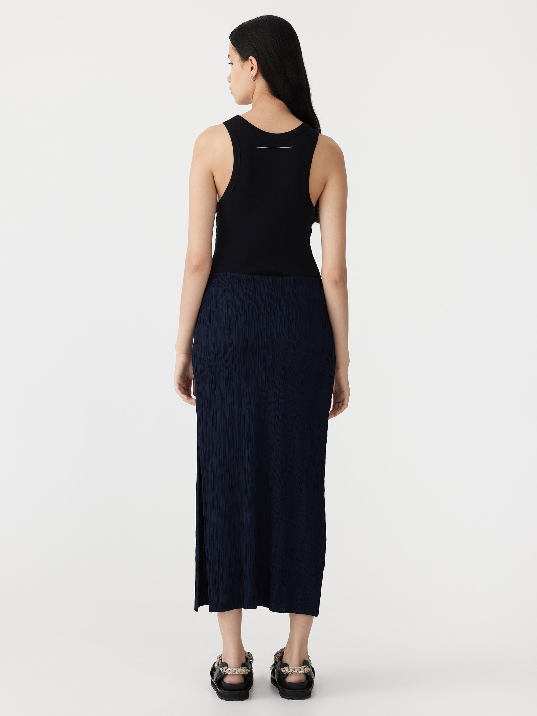 textured side split skirt