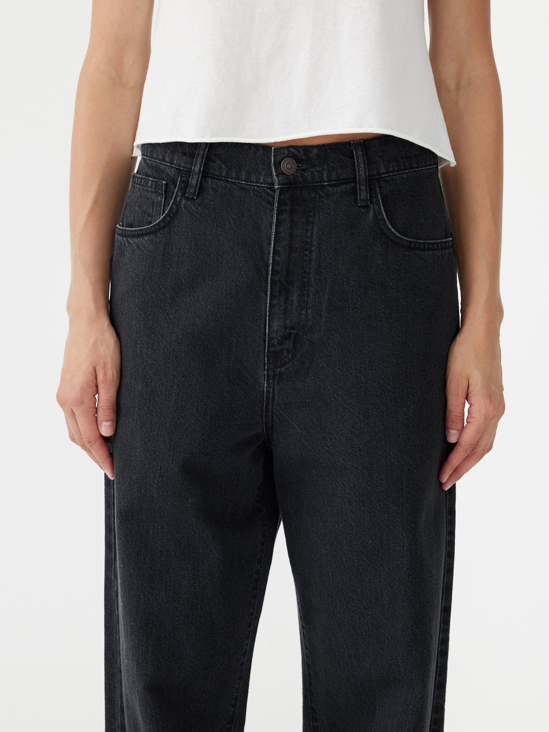 high rise straight leg jean