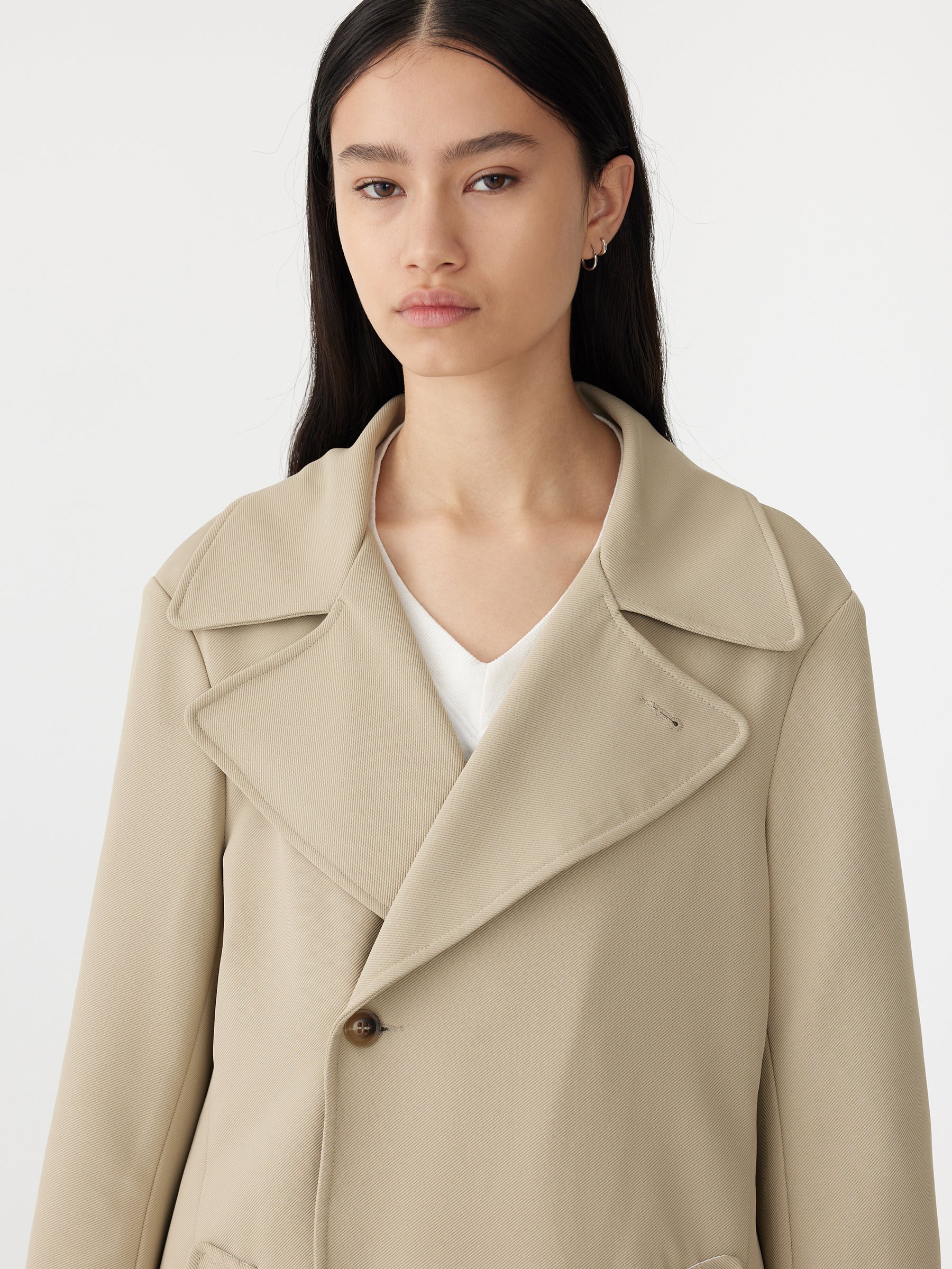 stretch twill trench coat