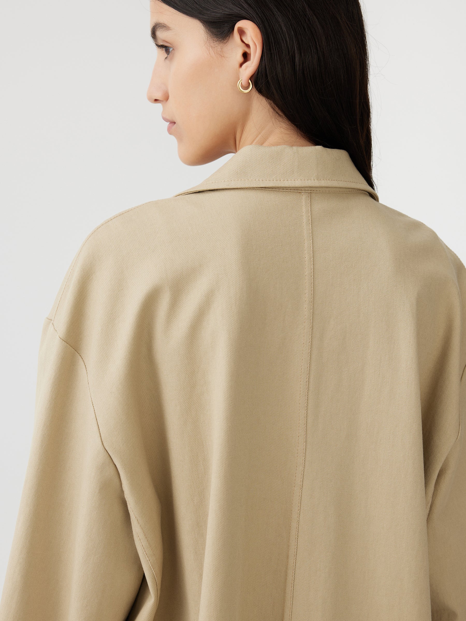 cotton twill longerline trench