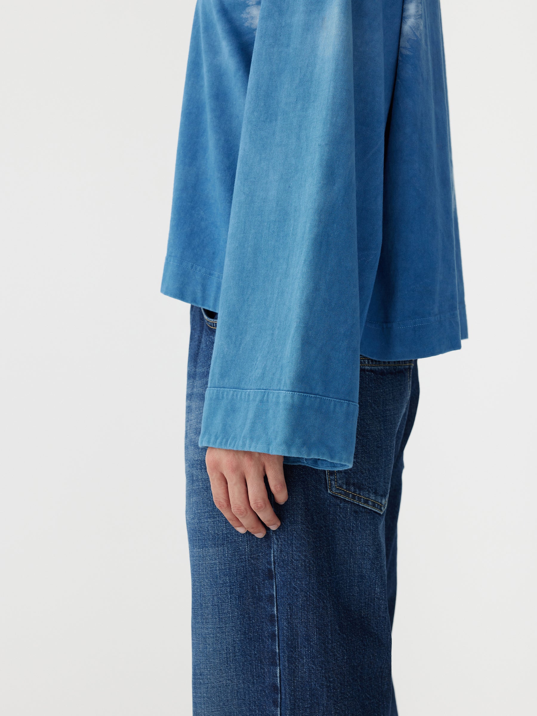 indigo dye boatneck long sleeve t.shirt