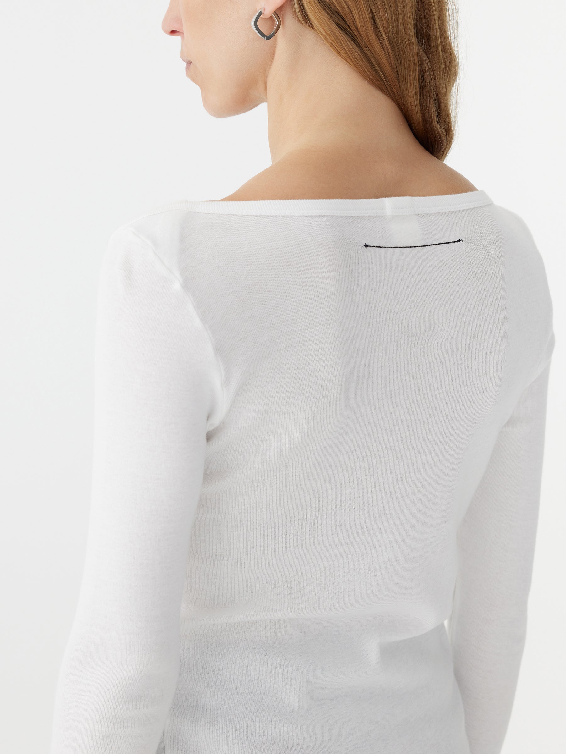 envelope neck rib long sleeve top