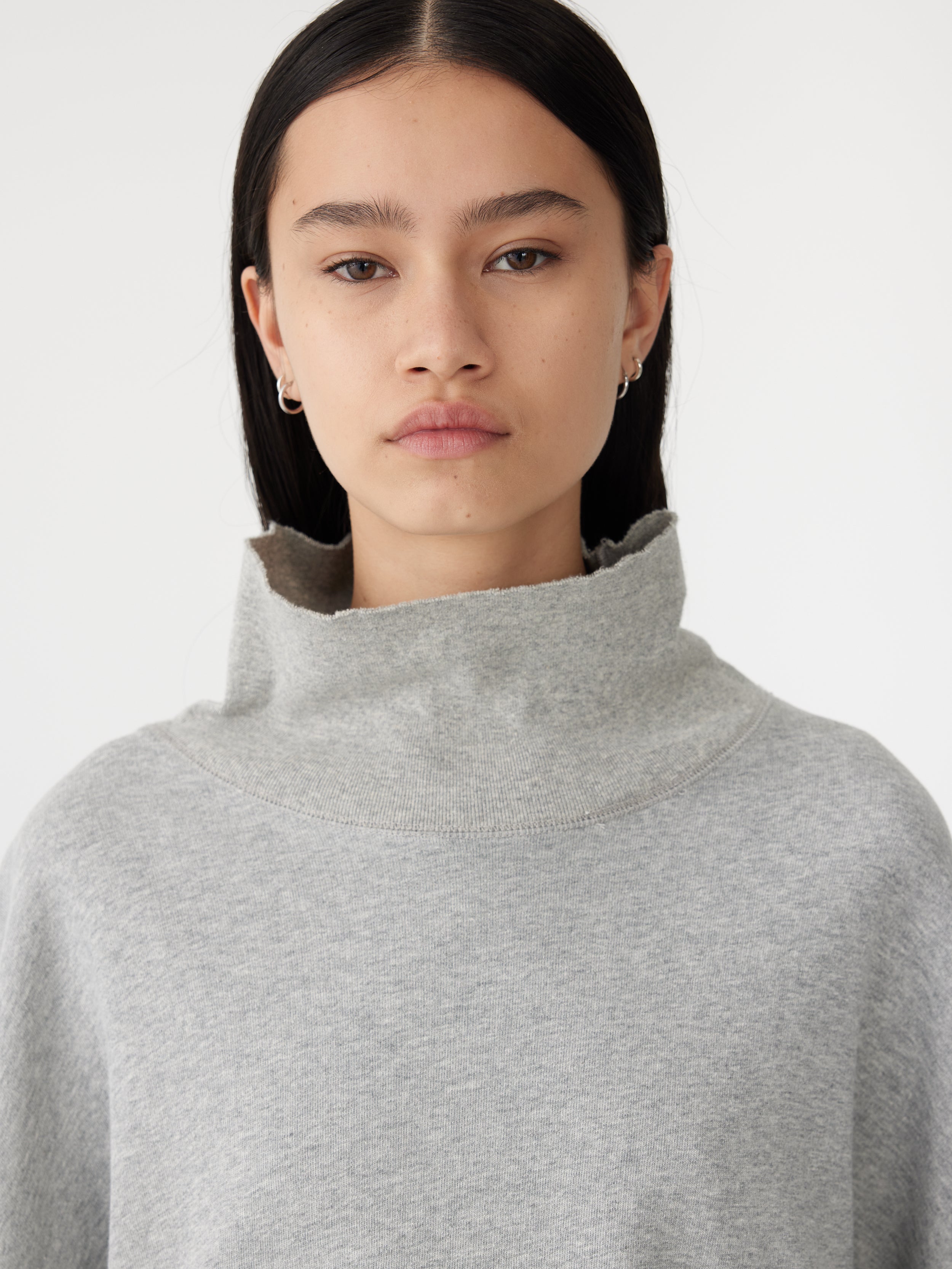 drapey terry raw edge sweat