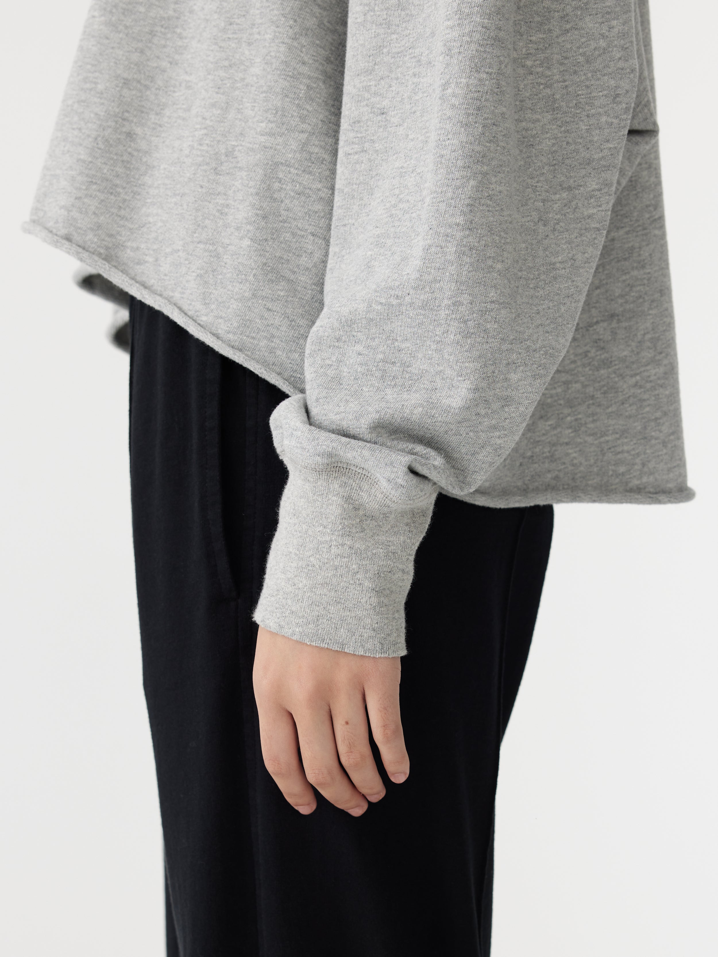 drapey terry raw edge sweat