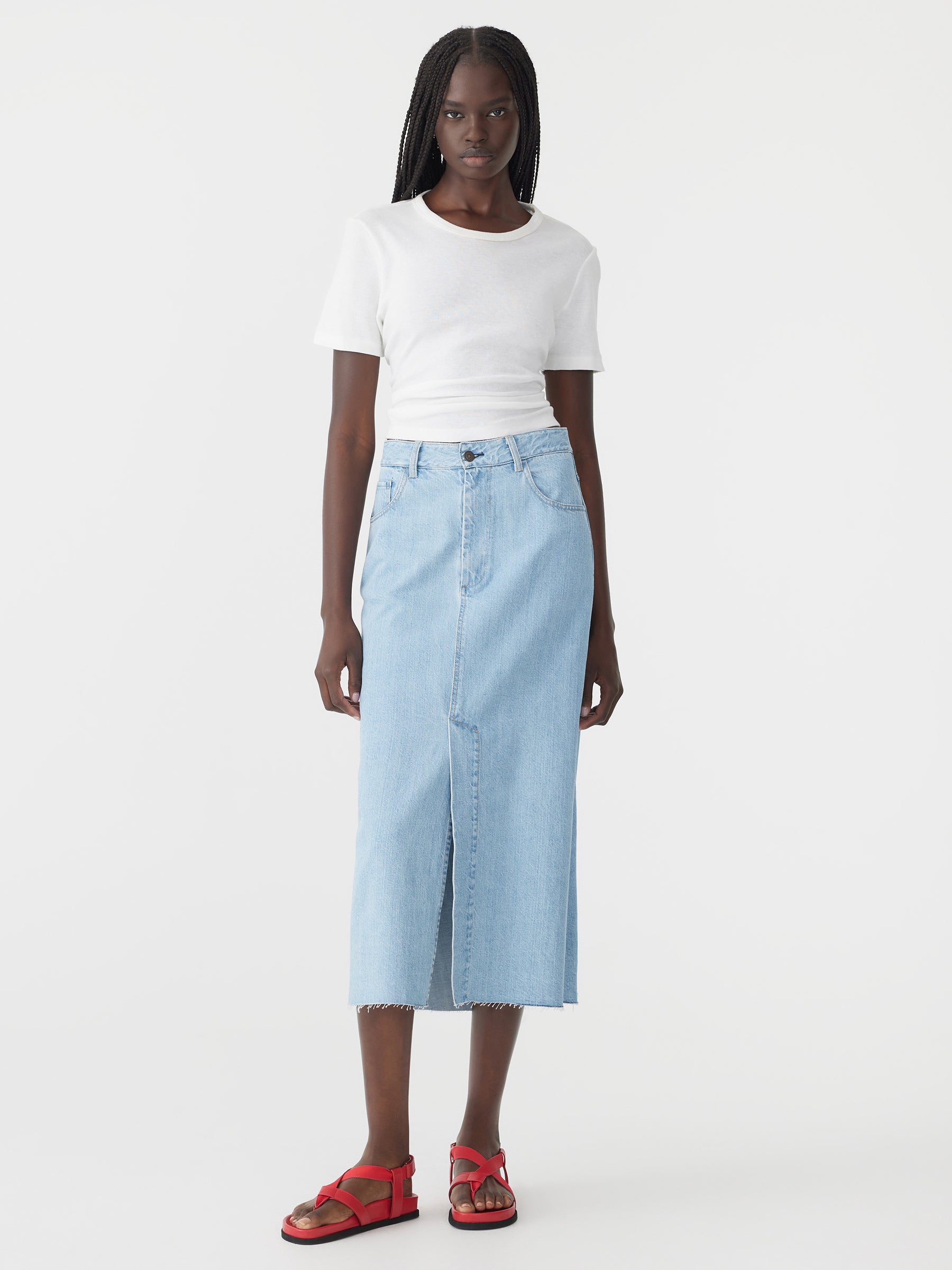 Longerline Denim Skirt