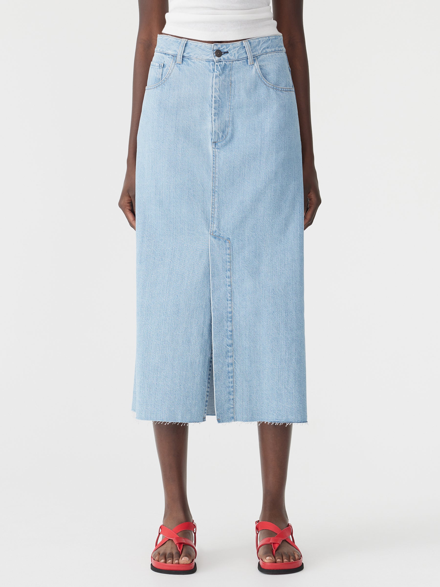 Longerline Denim Skirt