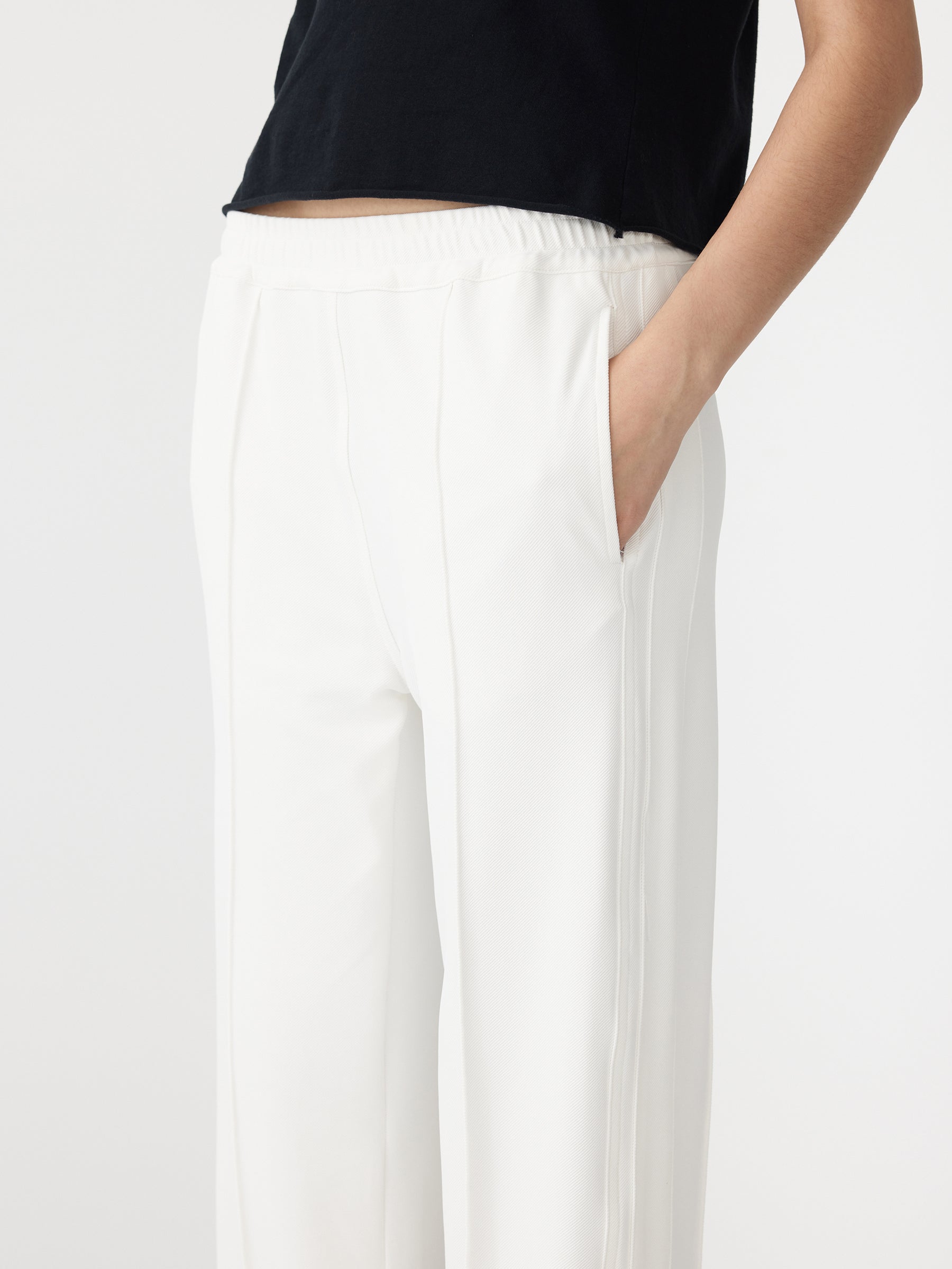 twill pinstitch detail pant