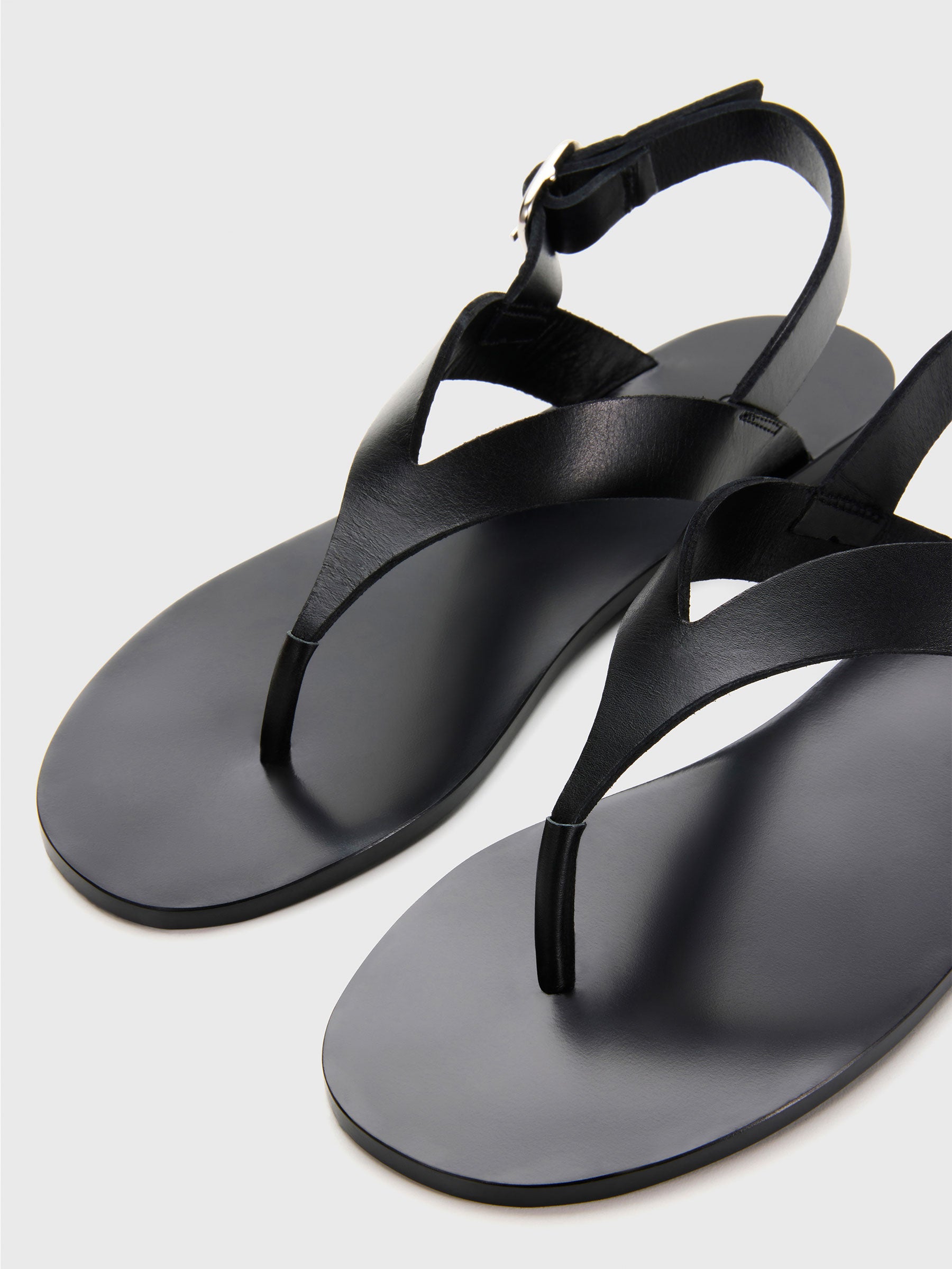 raw leather t bar sandal