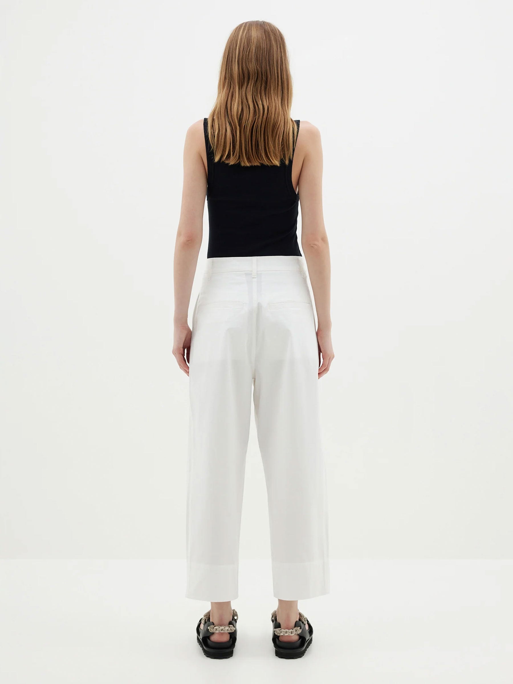 stretch cotton pleated pant