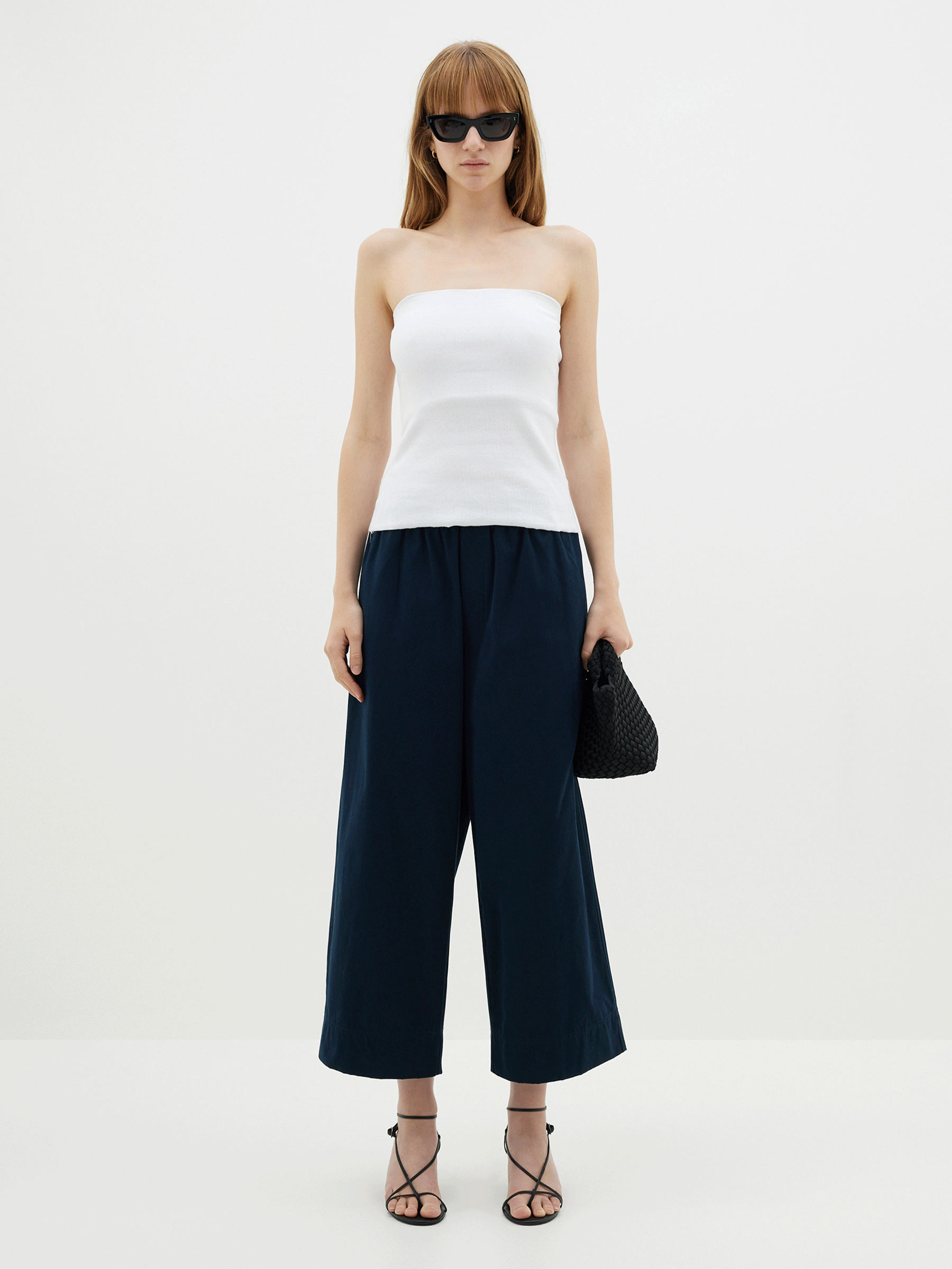 canvas pull on wide leg pant