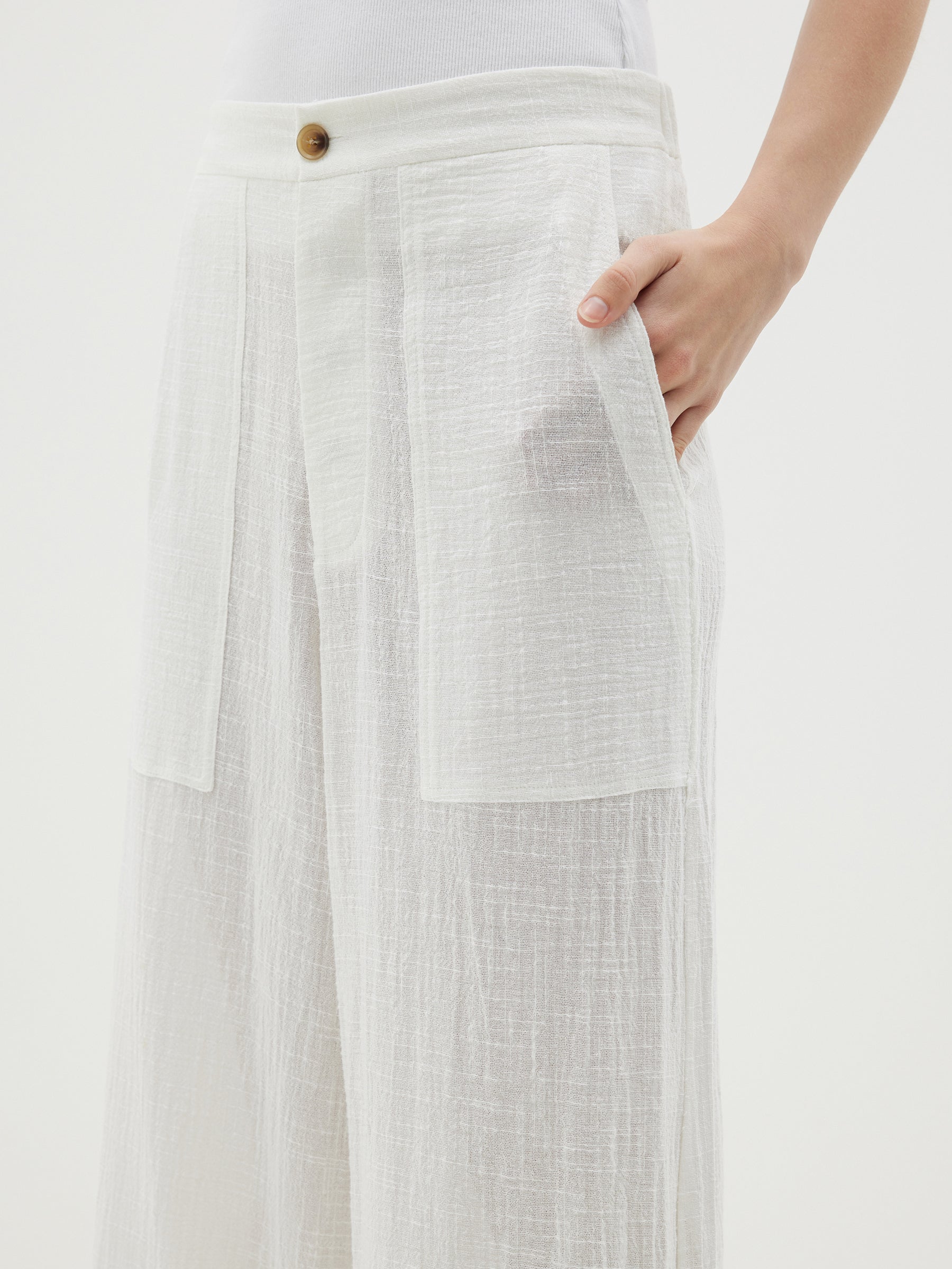 gauze wide leg pant