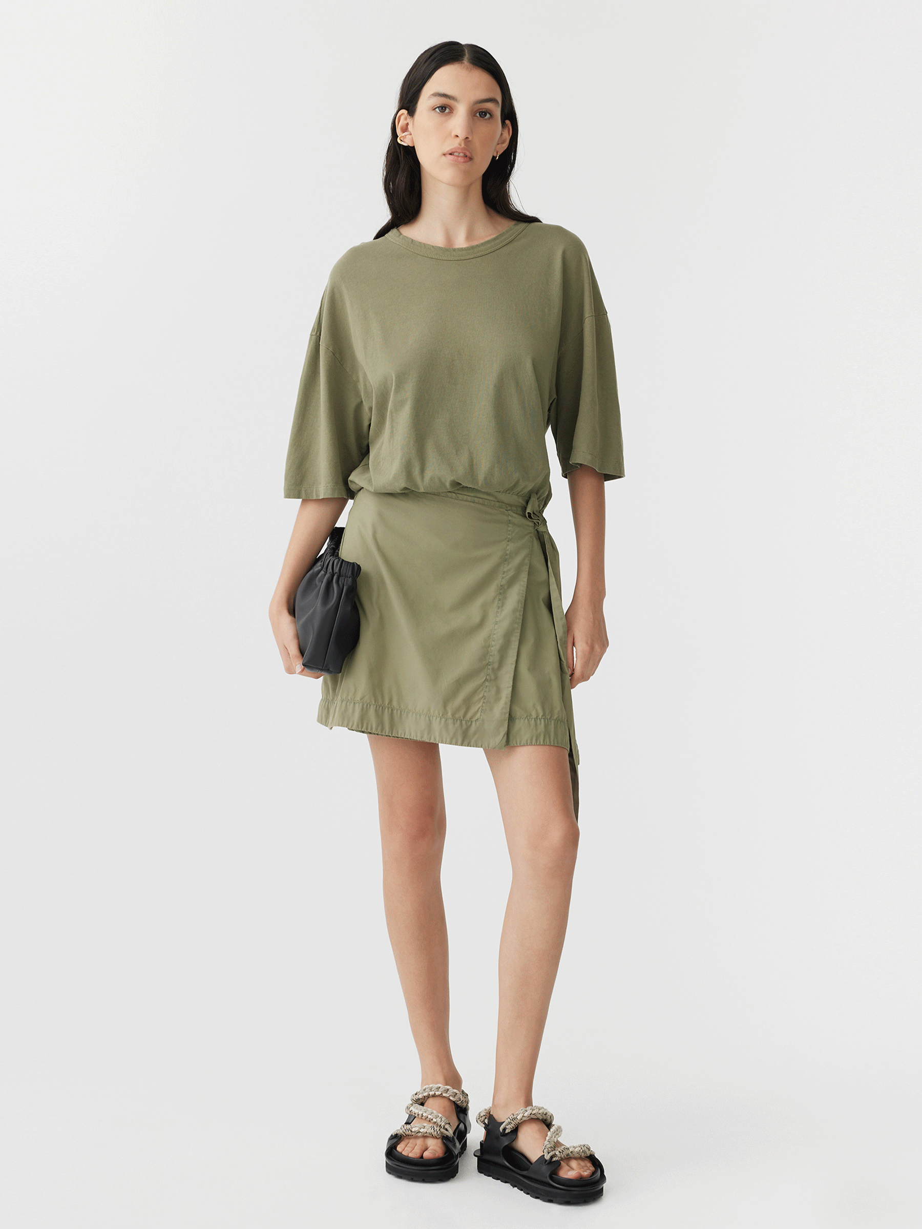 Green mini 2024 wrap dress