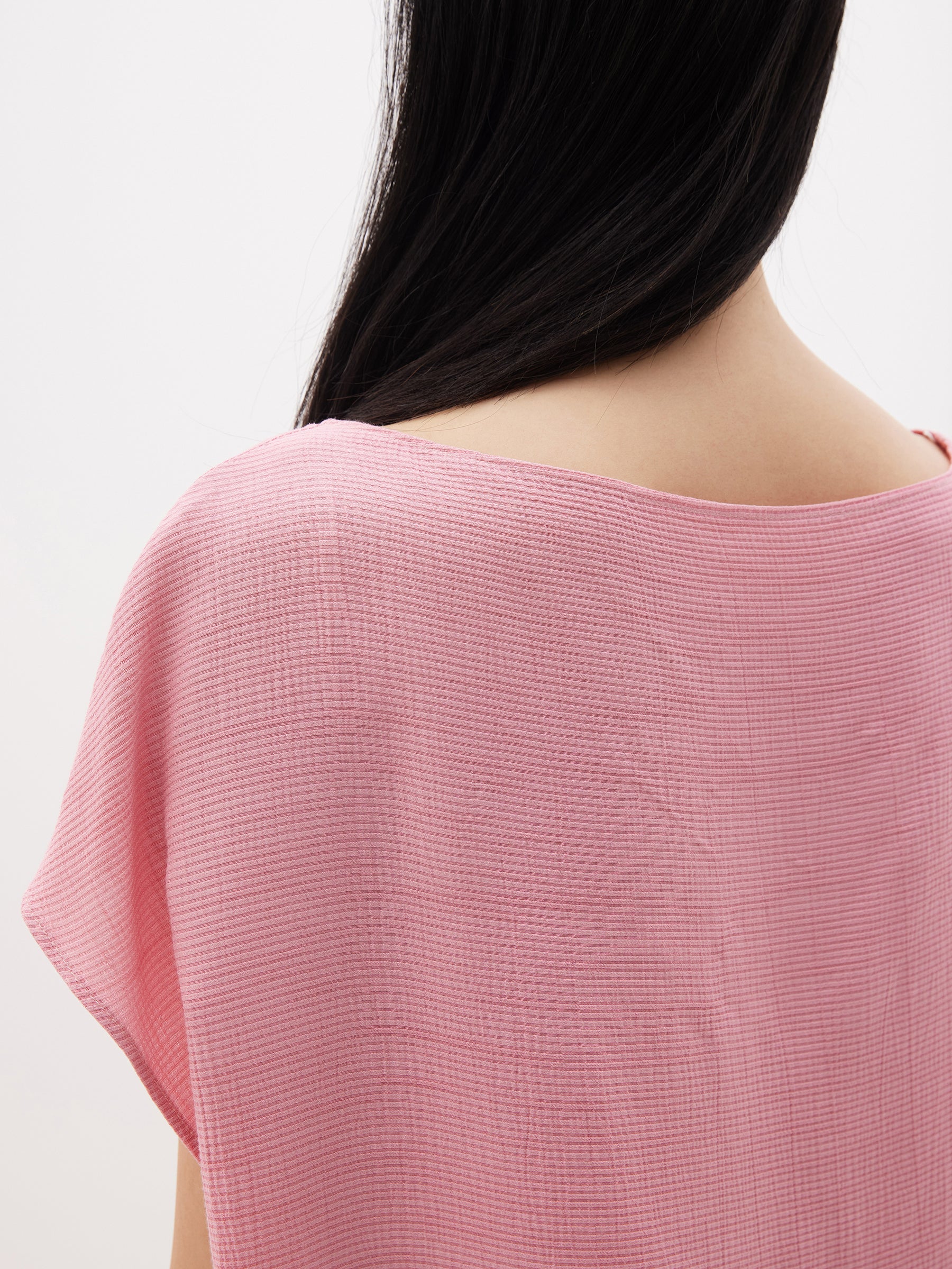 textured crepe boatneck top