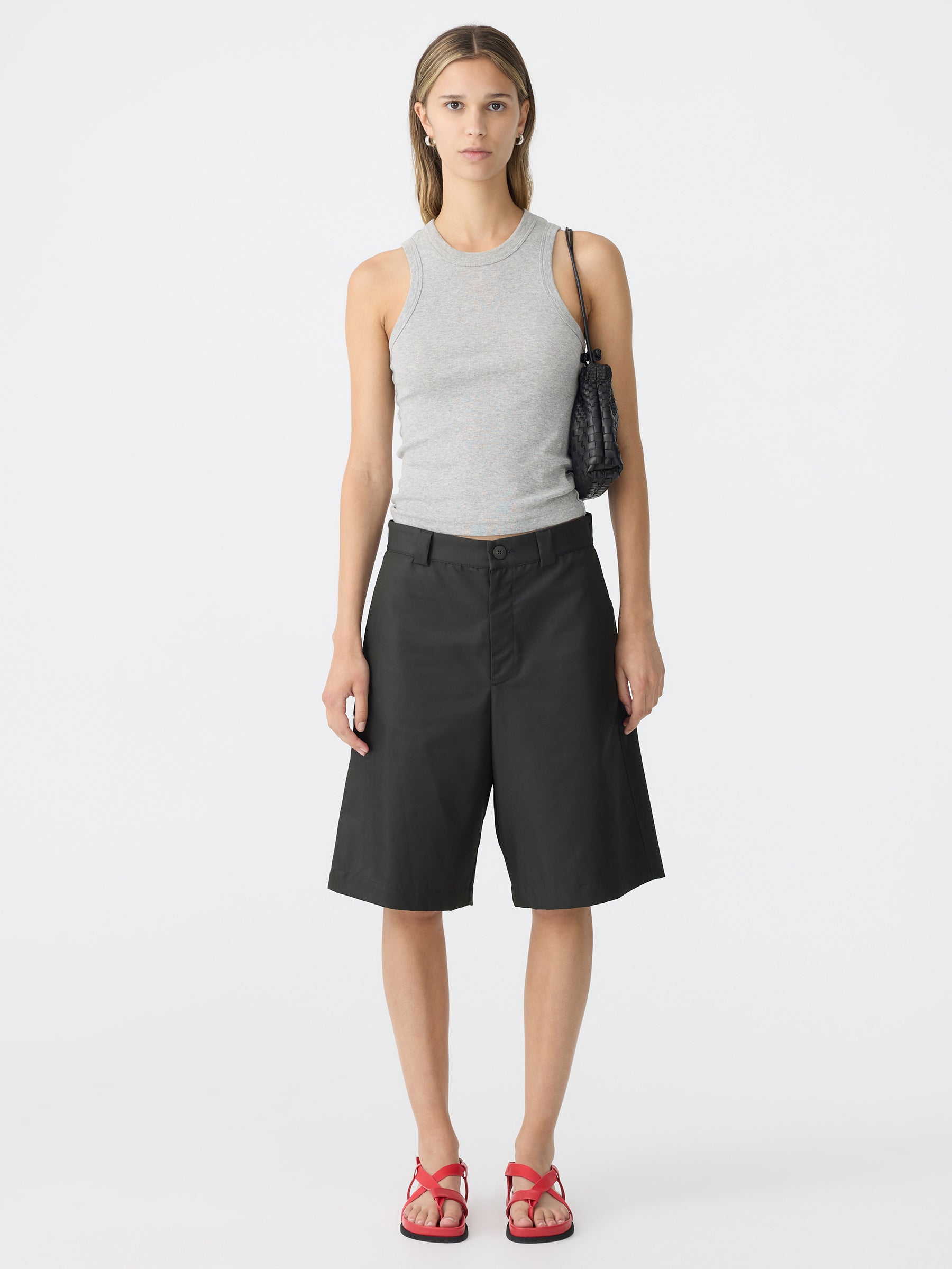 Gabardine Wide Leg Shorts