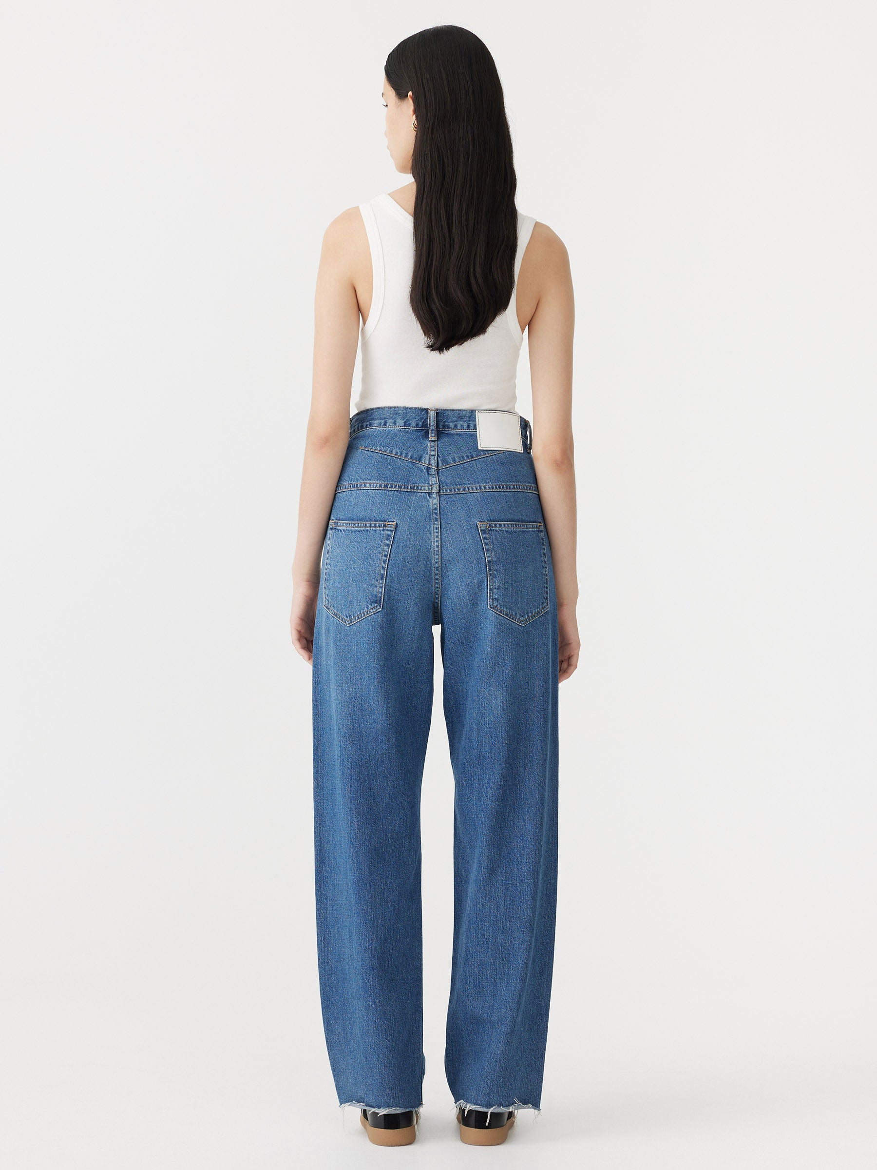 high rise straight leg jean