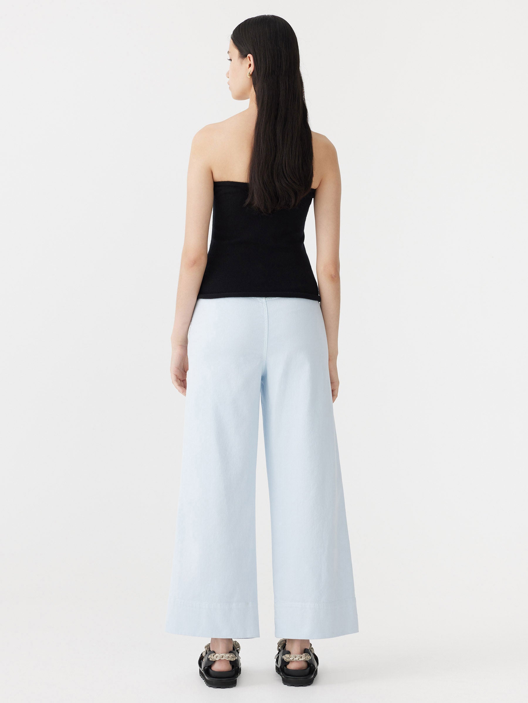 cotton twill wide leg pant