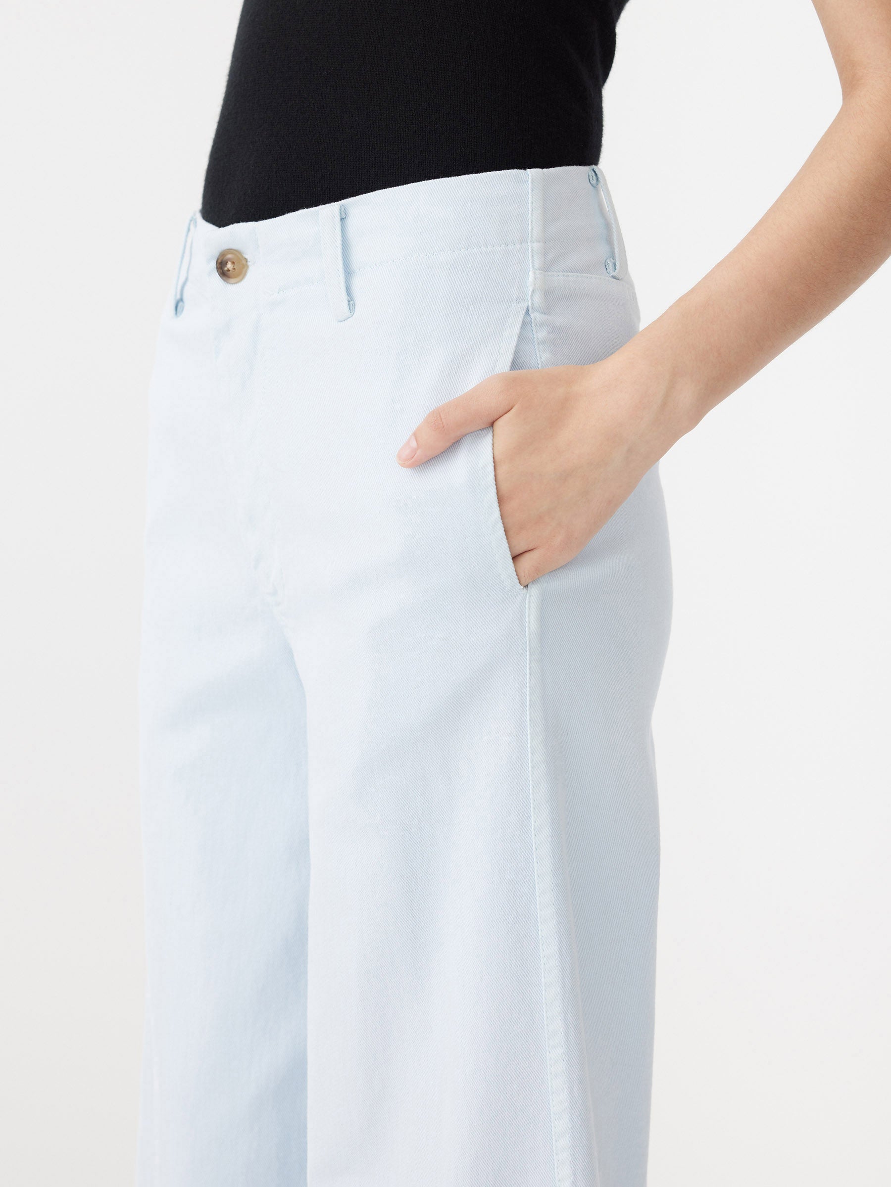 cotton twill wide leg pant