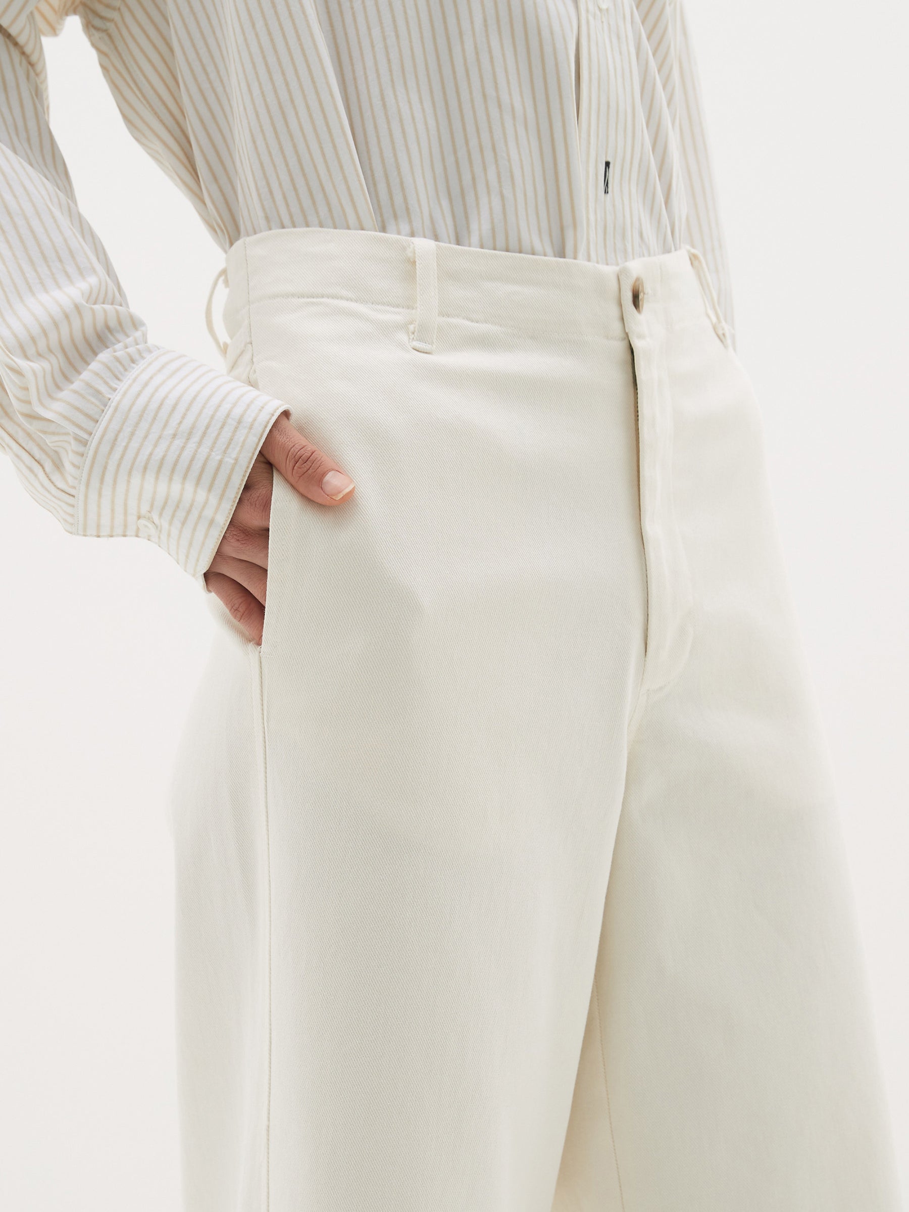 cotton twill wide leg pant