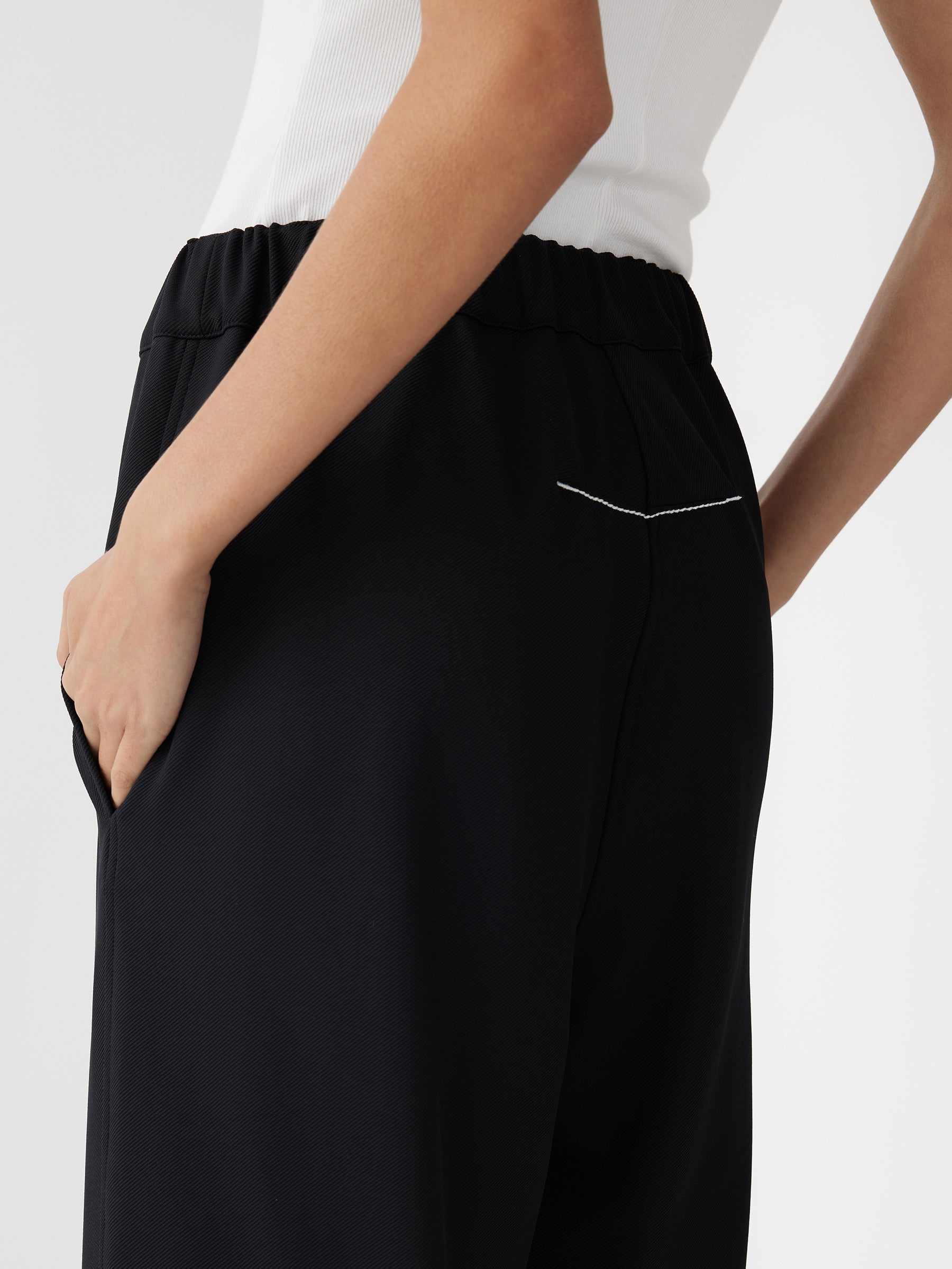 stretch twill wide leg pant