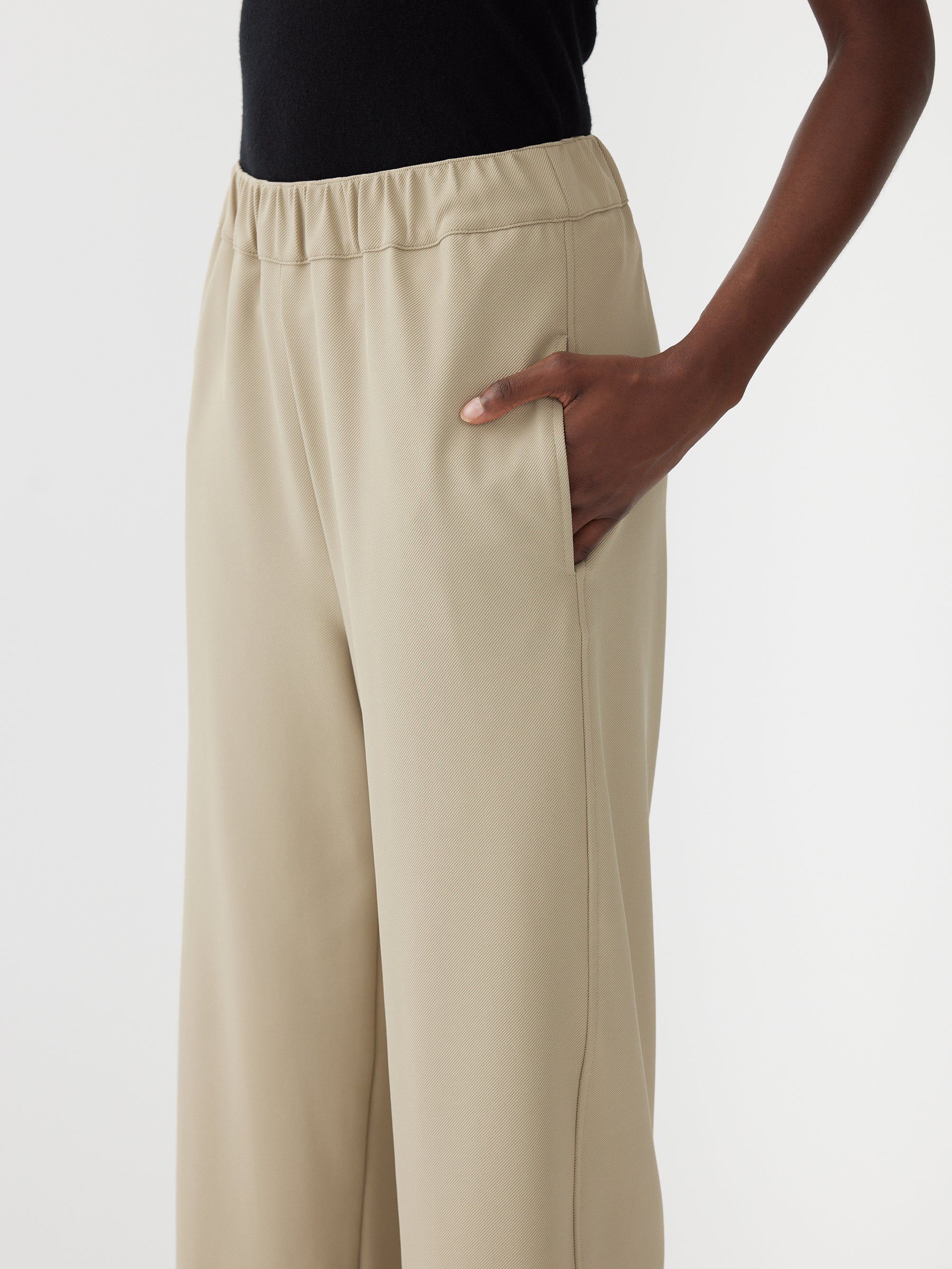 stretch twill wide leg pant