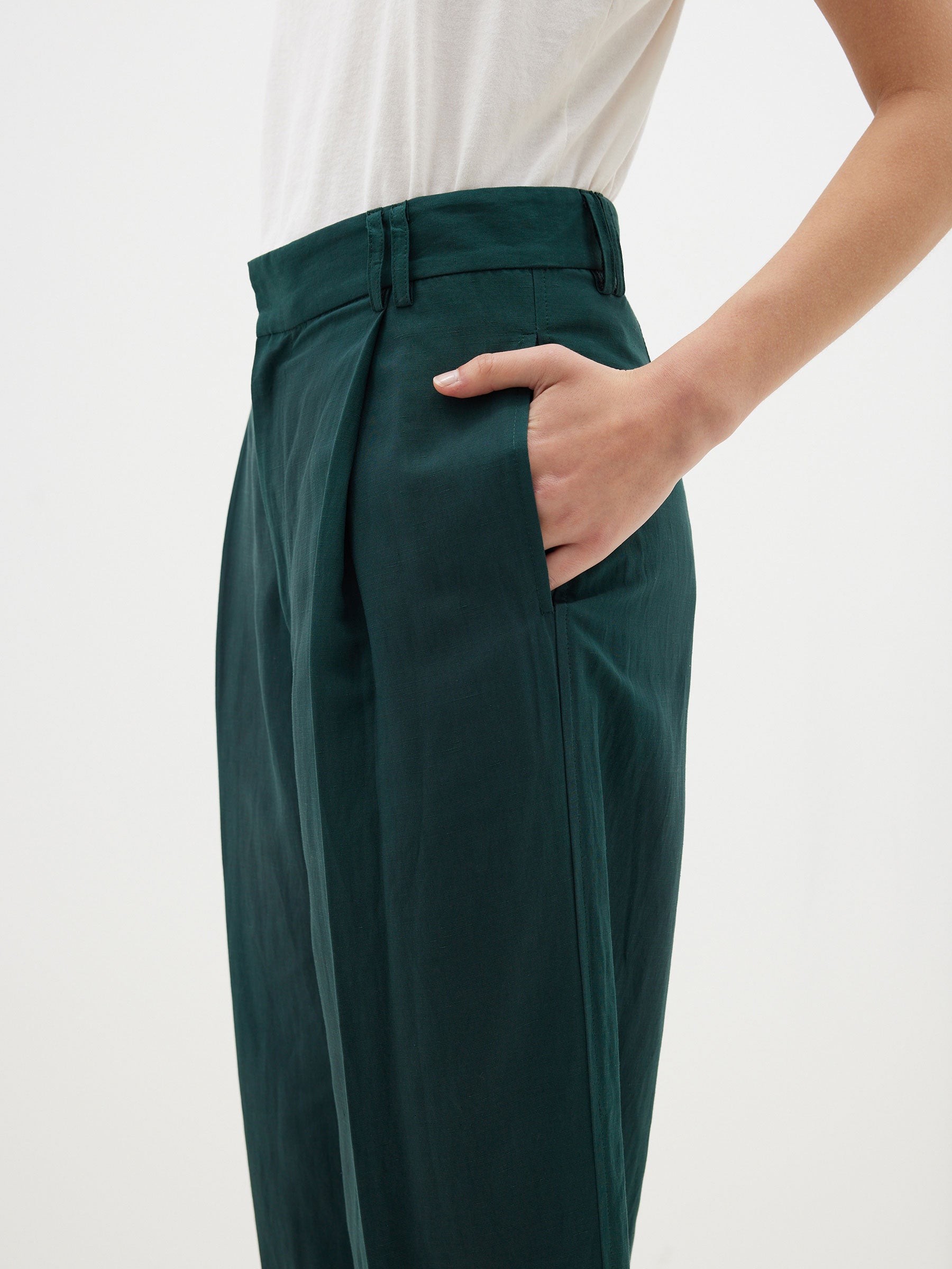 pleat front linen pant