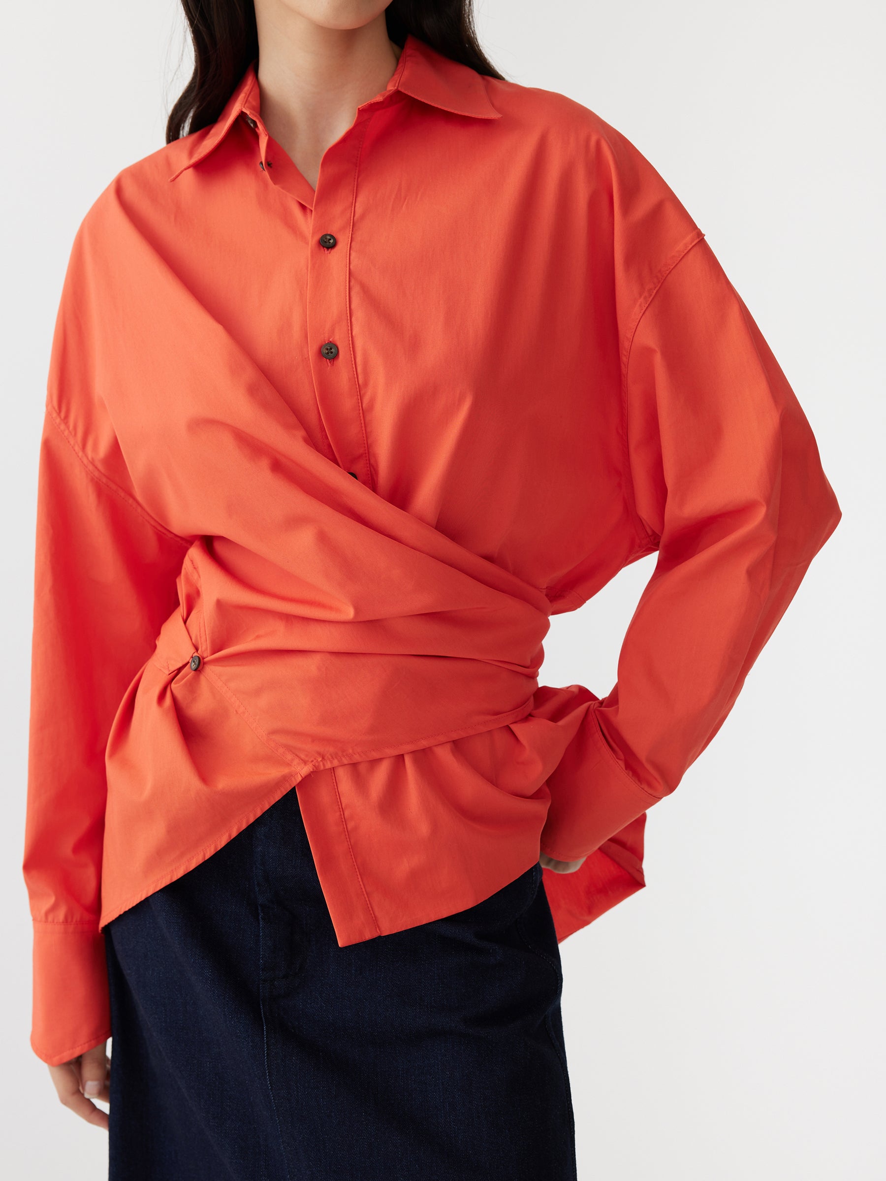 parachute cotton wrap shirt