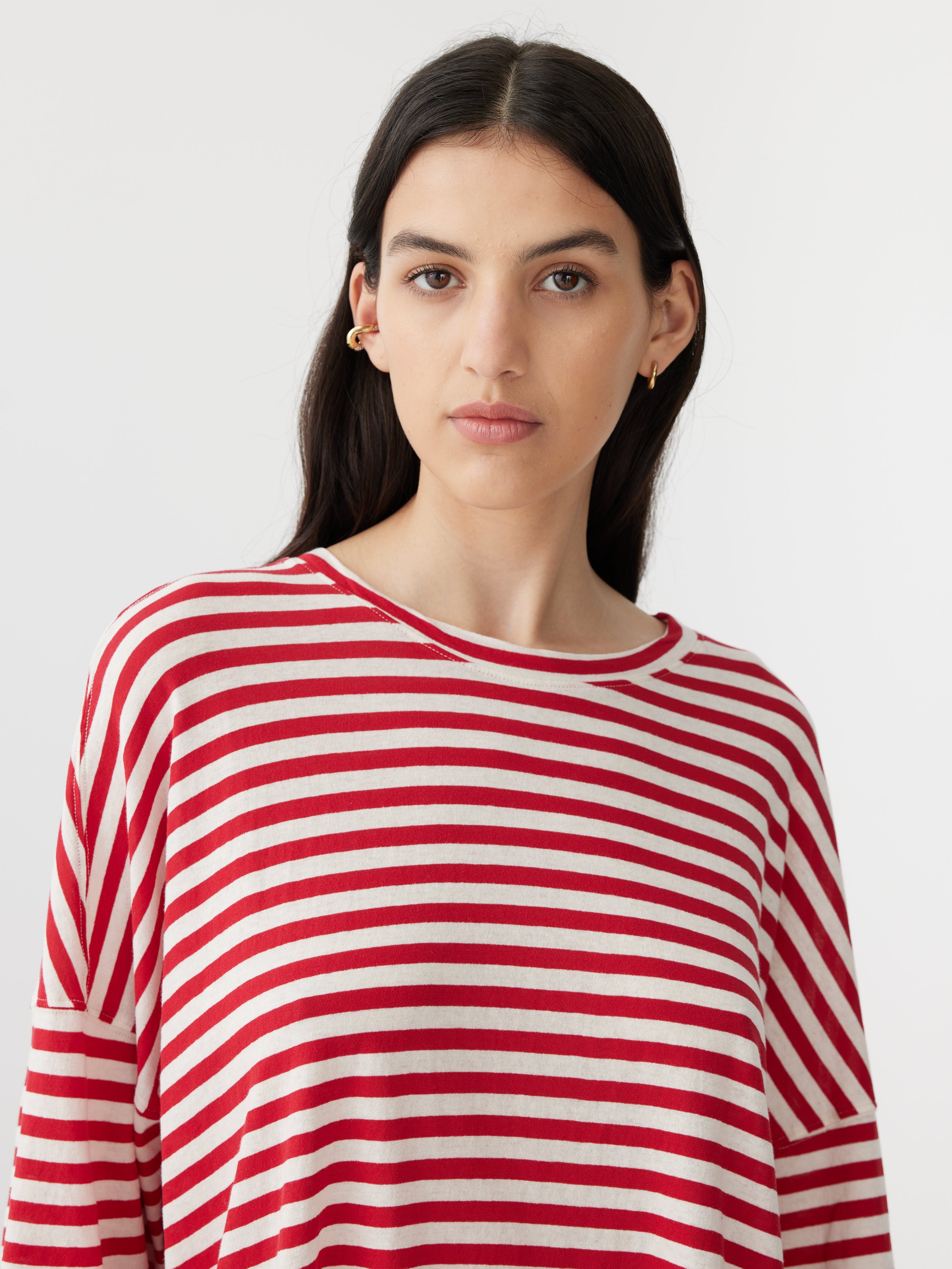 stripe side step short sleeve t.shirt