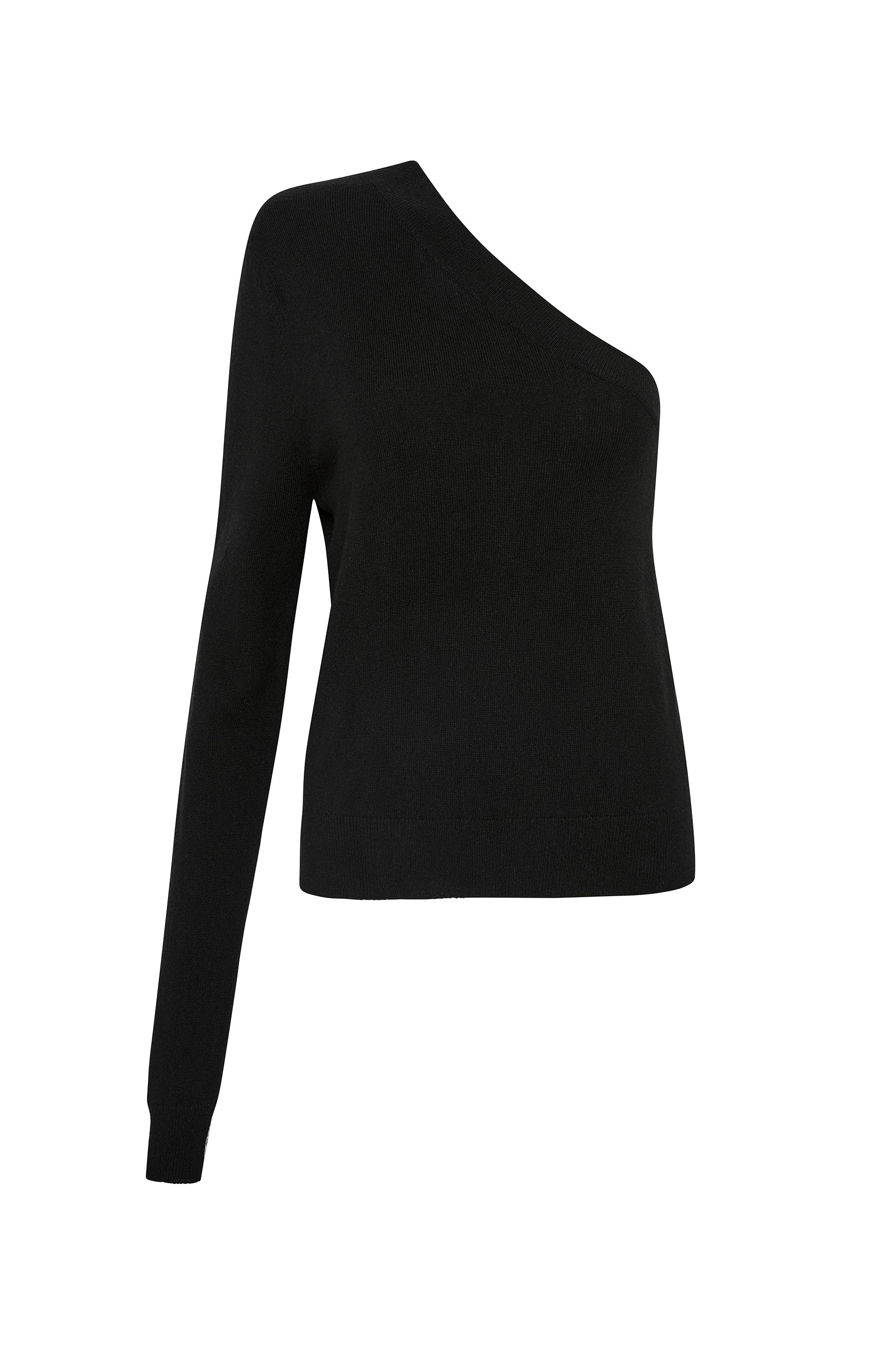 One Shoulder Split Side Knit Top in Black