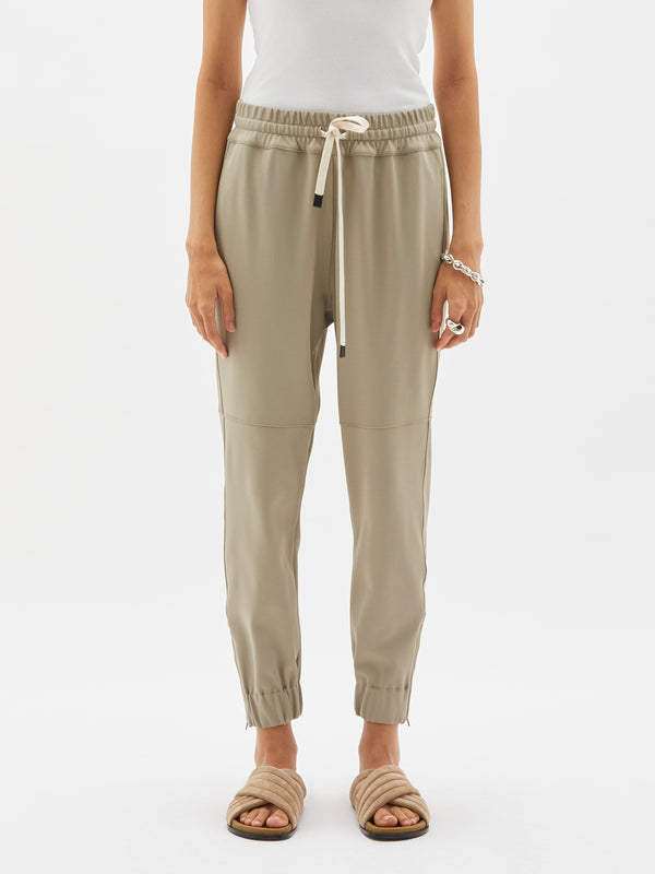 stretch twill track pant in stone