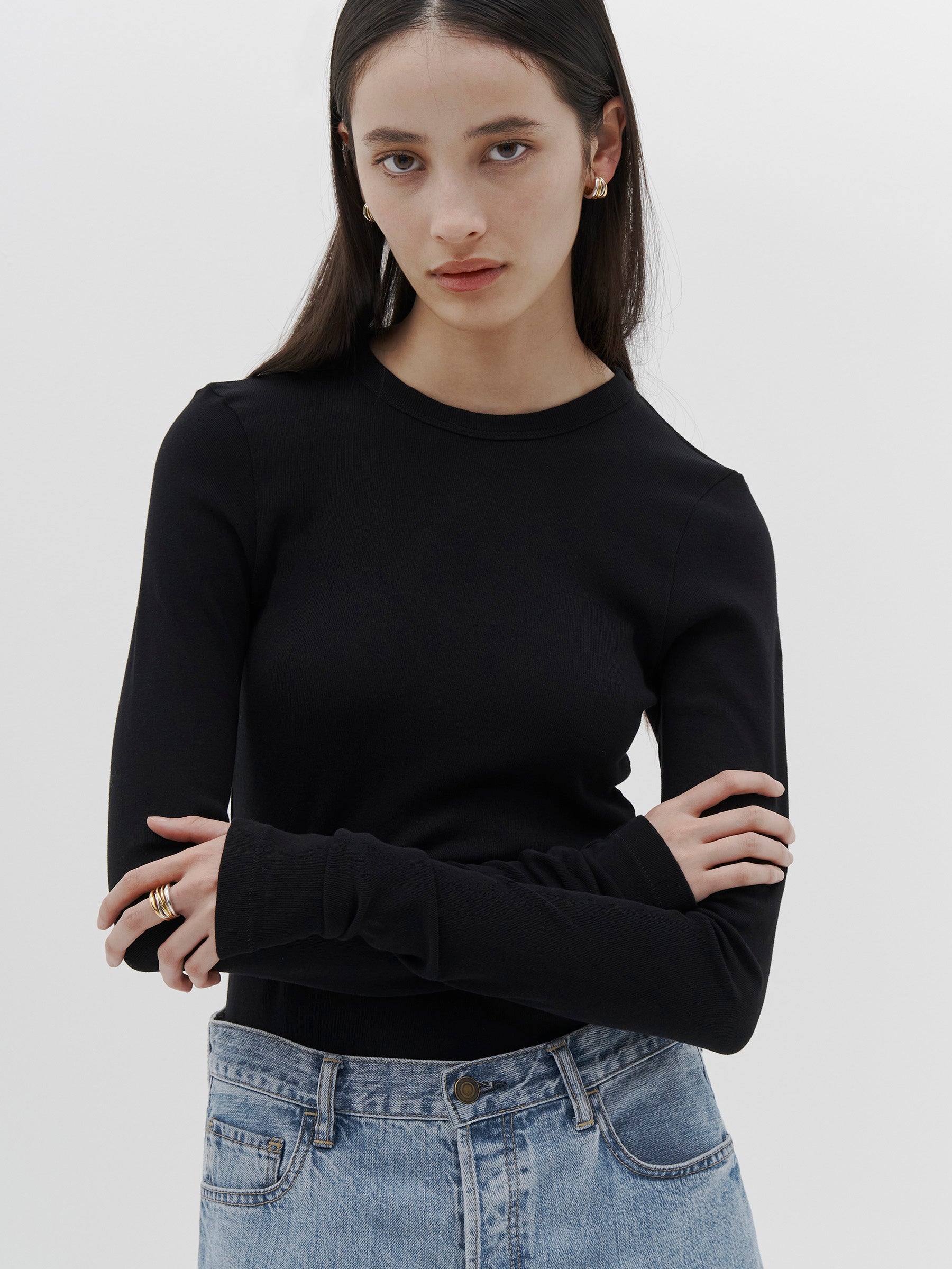 slim superfine rib long sleeve t.shirt