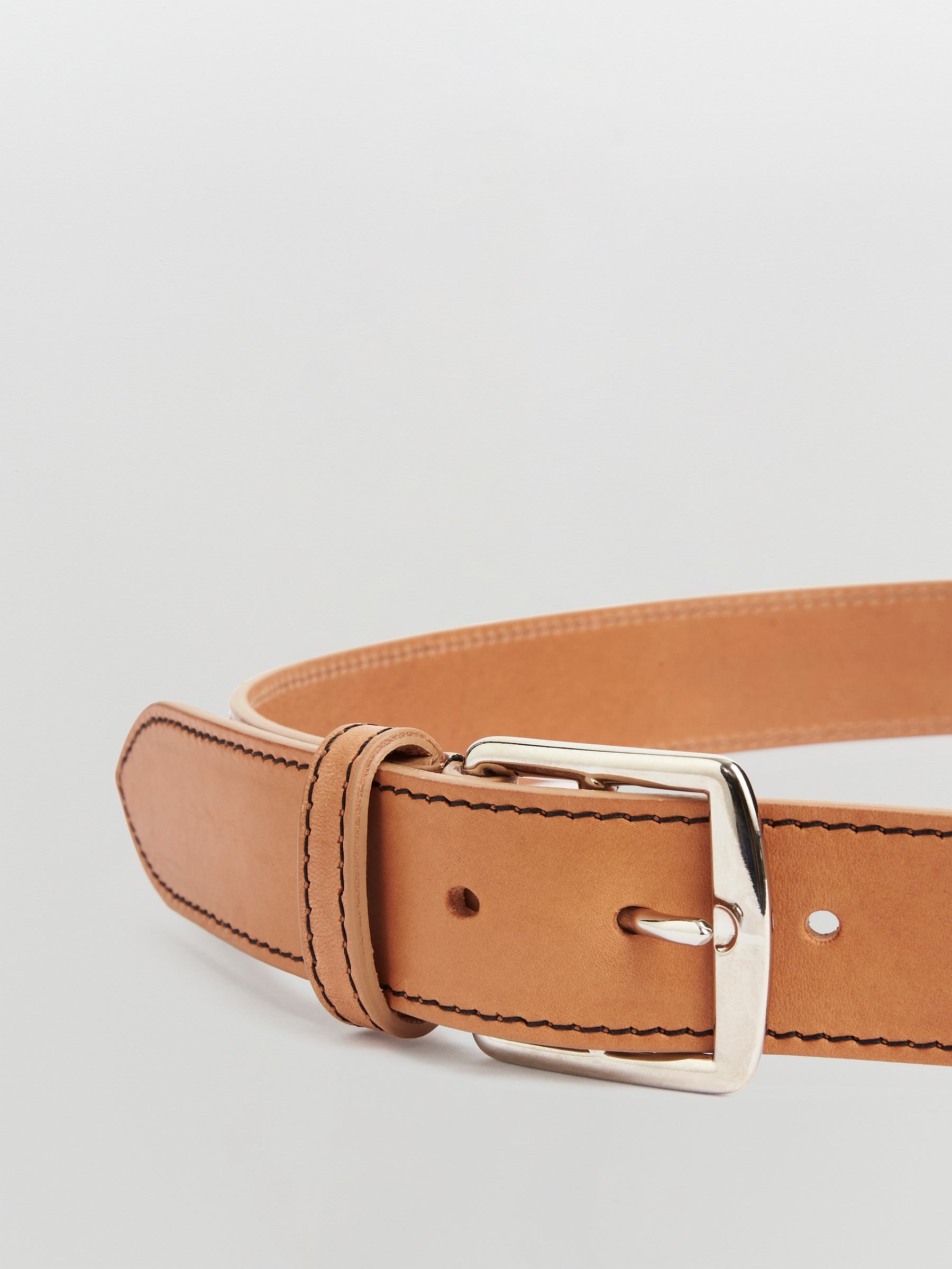 Le Camp brown leather belt contrast stitching