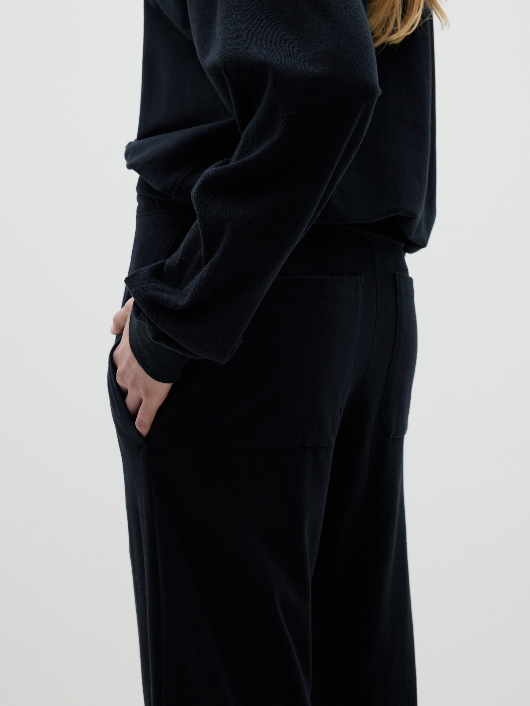 wide leg double jersey pant