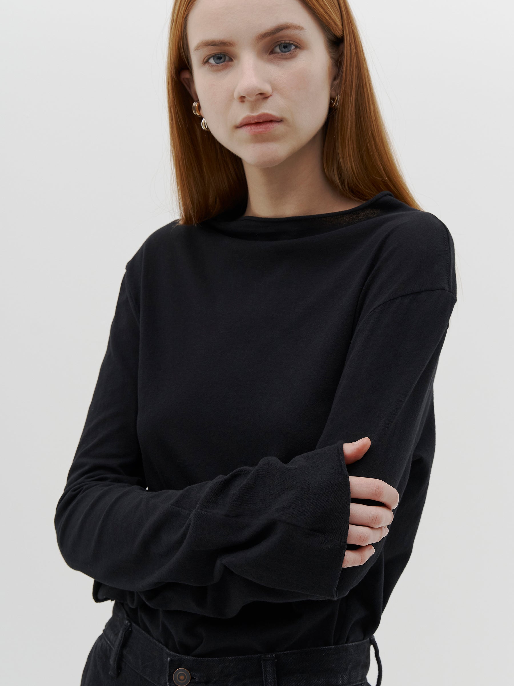 regular raised neck long sleeve t.shirt