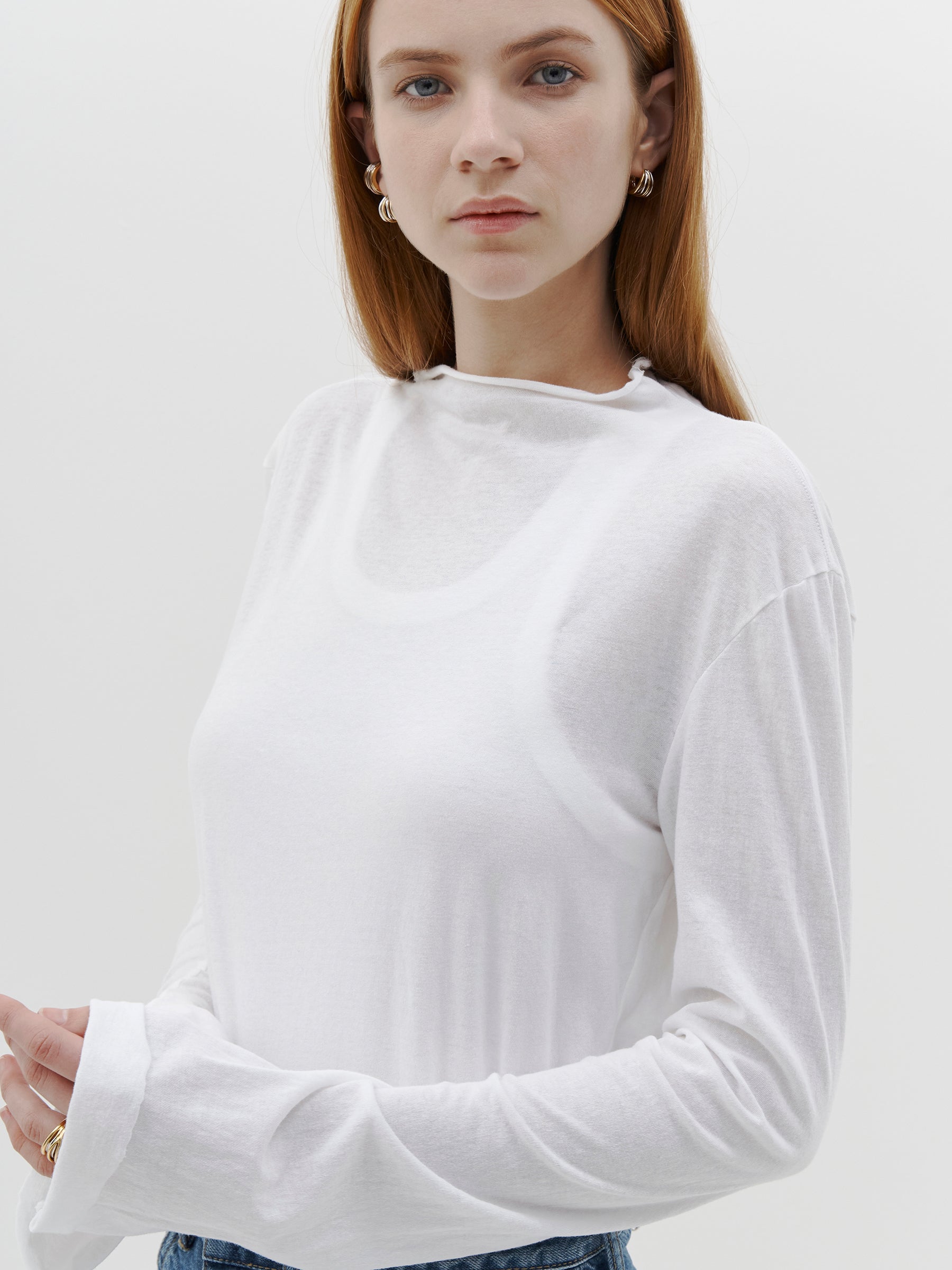 regular raised neck long sleeve t.shirt