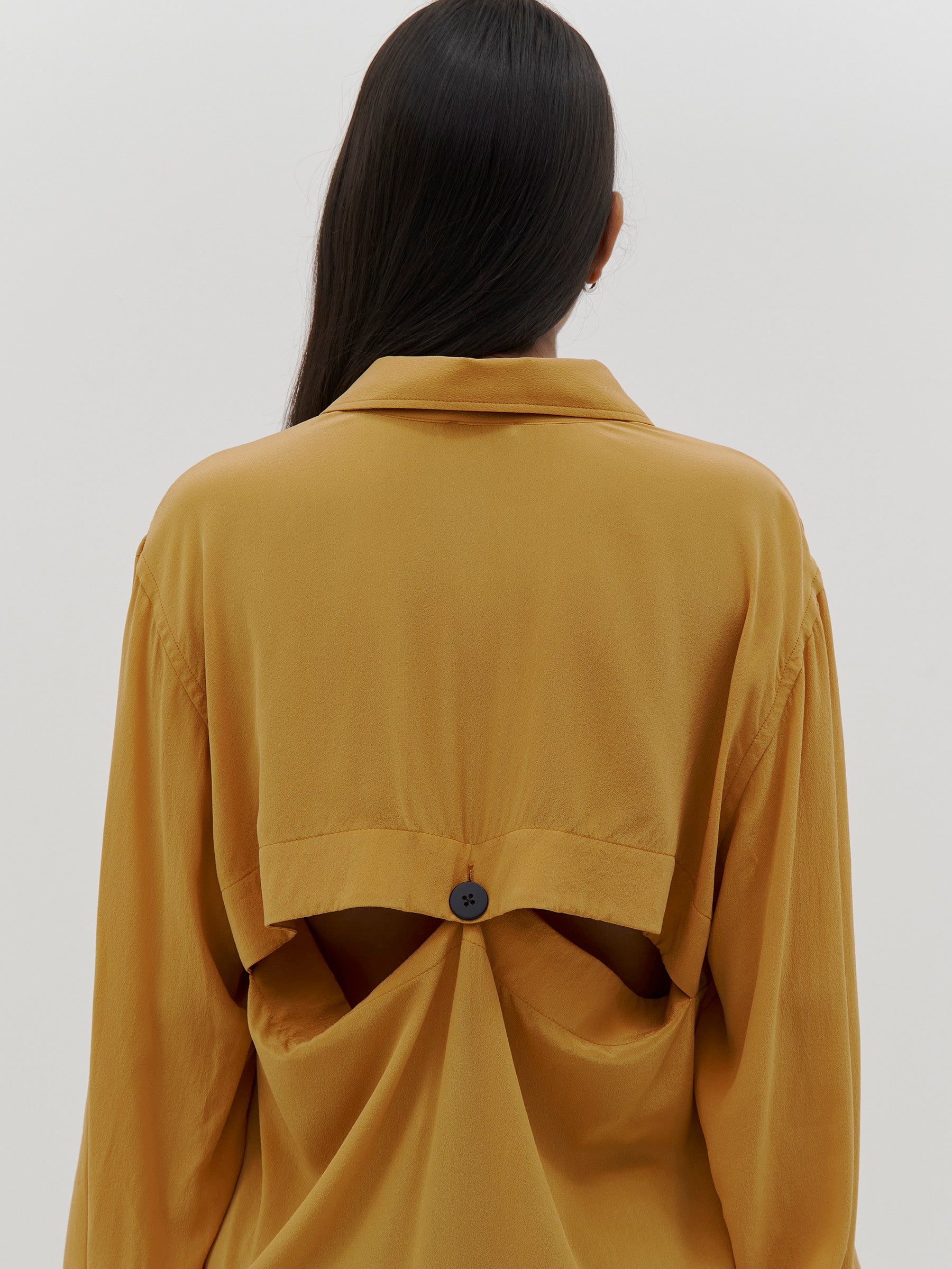 silk open yoke shirt