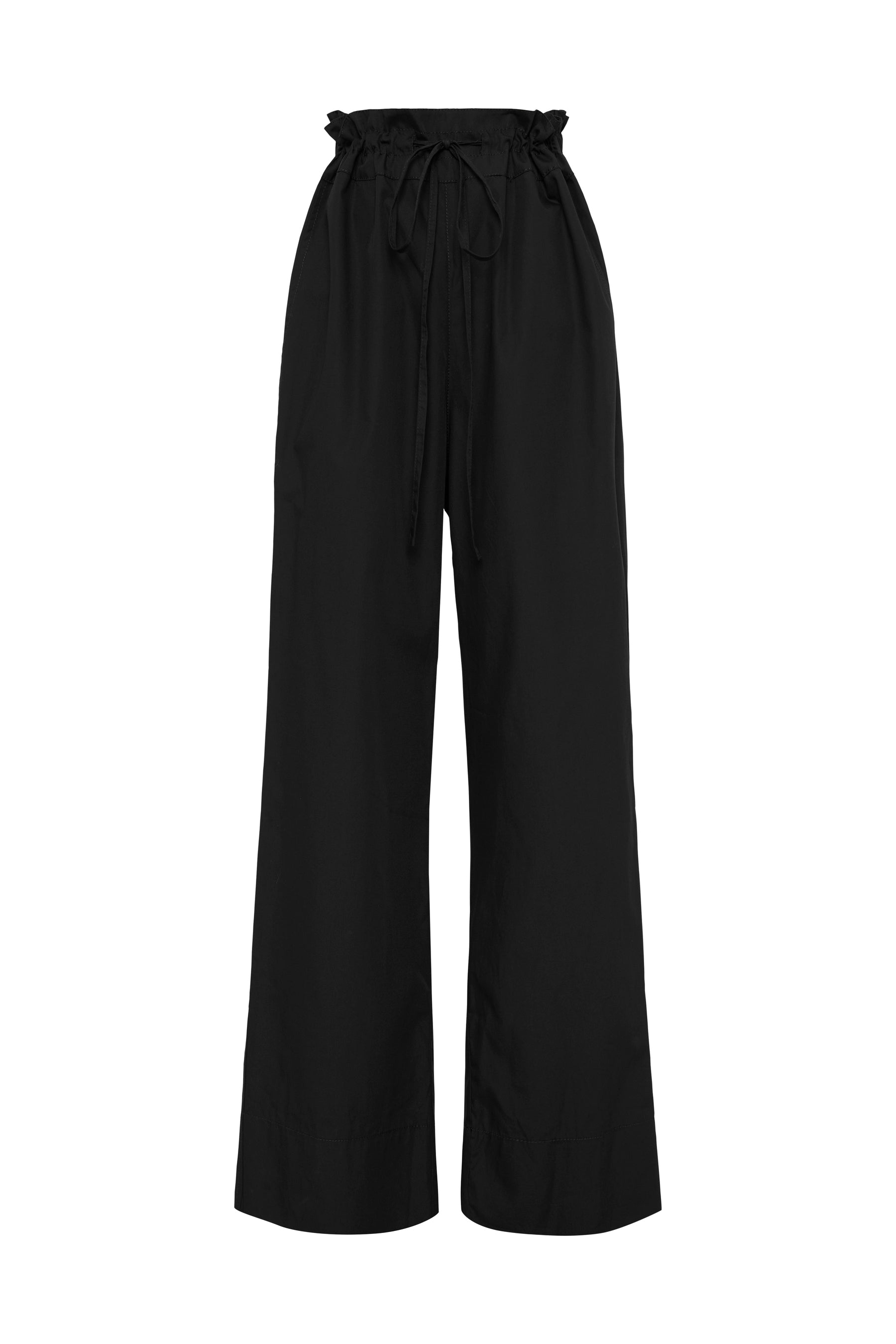 Monki Clara Organic Cotton Blend Ribbed Jersey Pants in Black