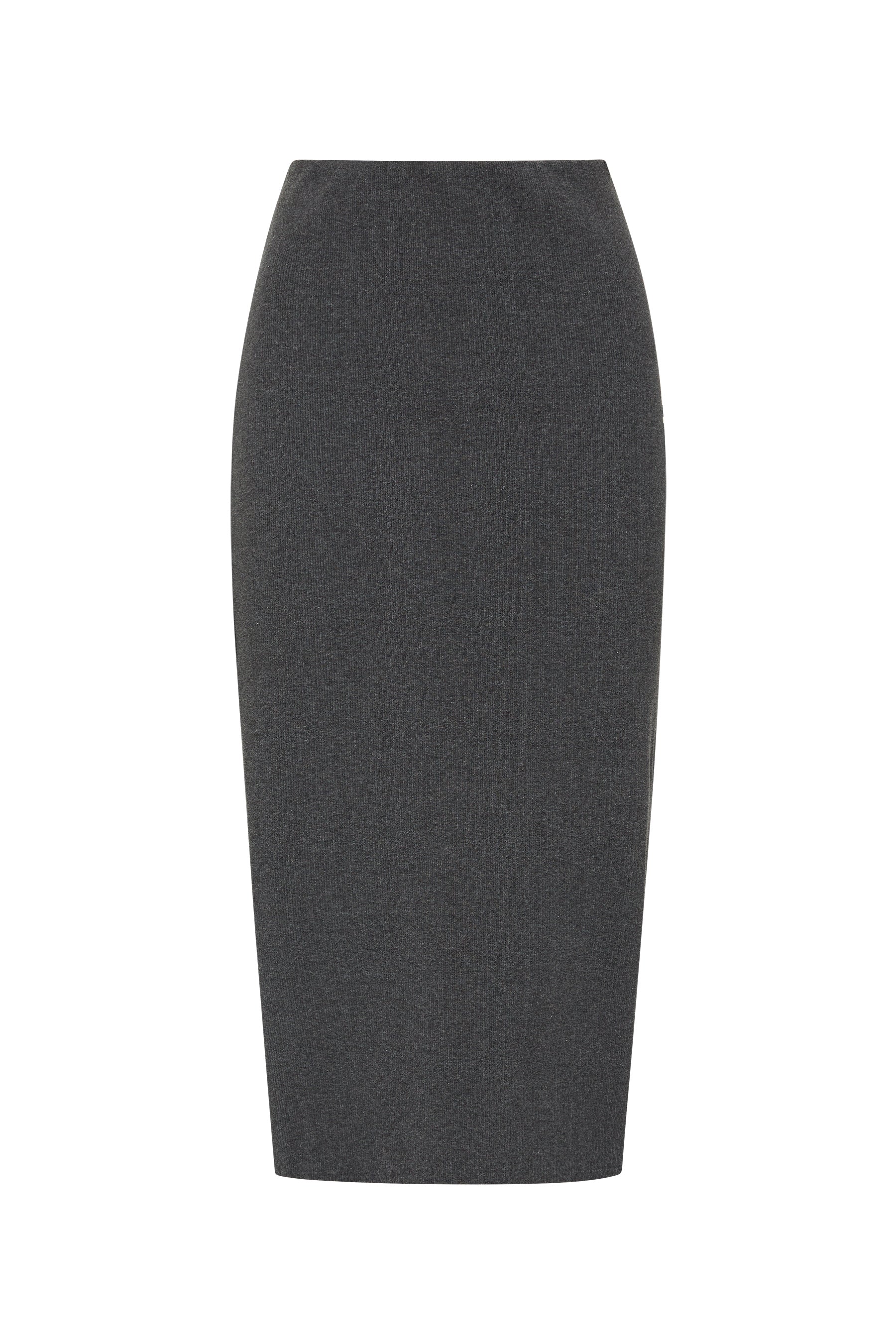 LONG RIBBED SKIRT - Gray marl